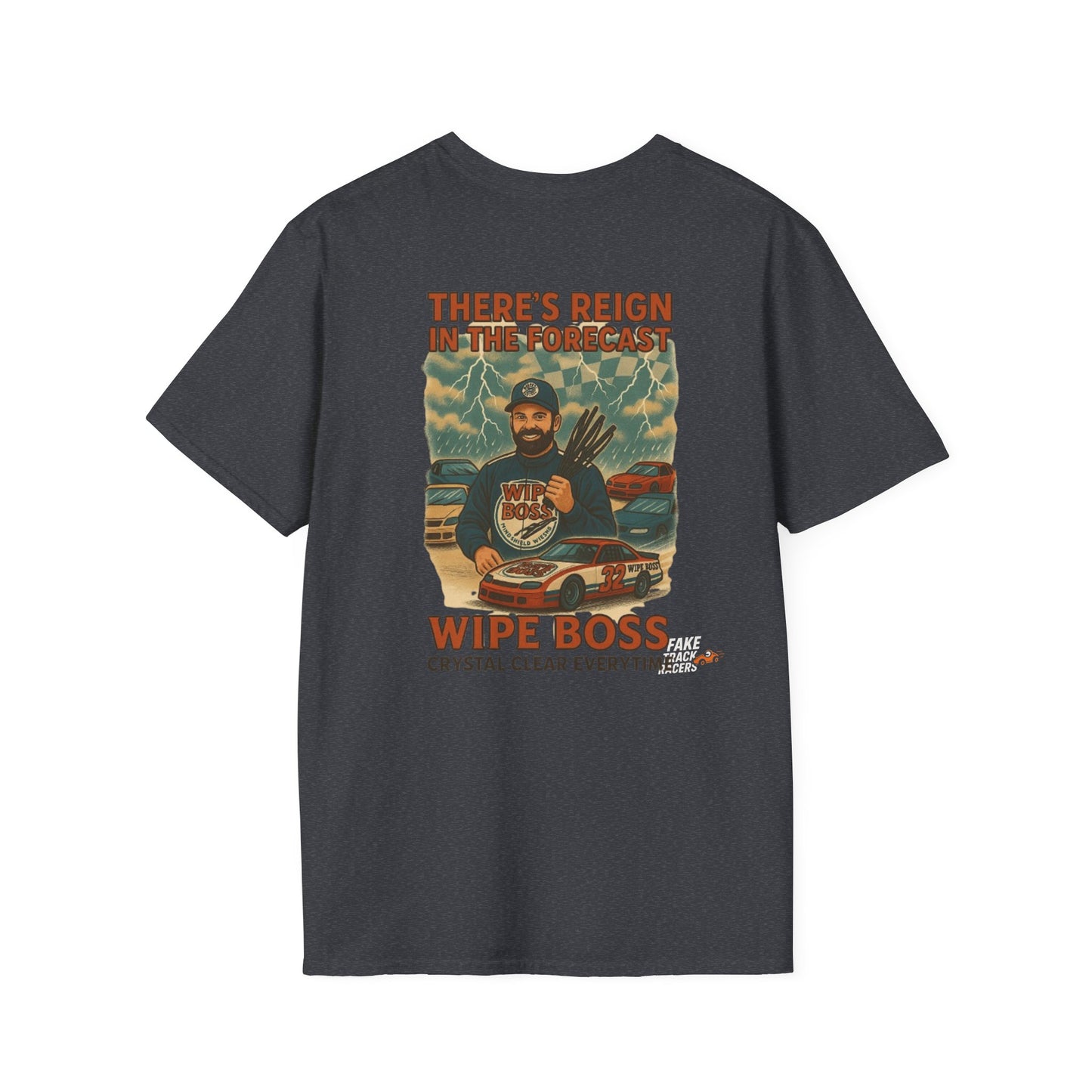 Vintage Style 90s Racing Tee Shirt STEWART STORM Wipe Boss Fake Track Racers