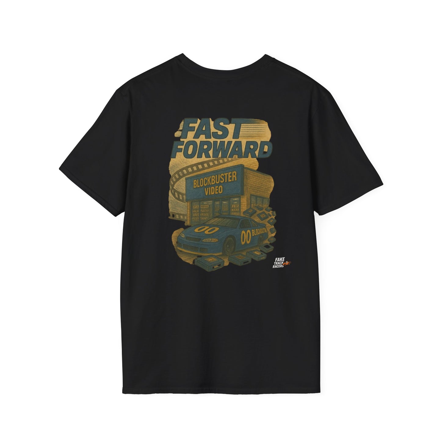 Vintage Style 90s Racing Tee Shirt DARRELL CROSBY Blockbuster Fake Track Racers