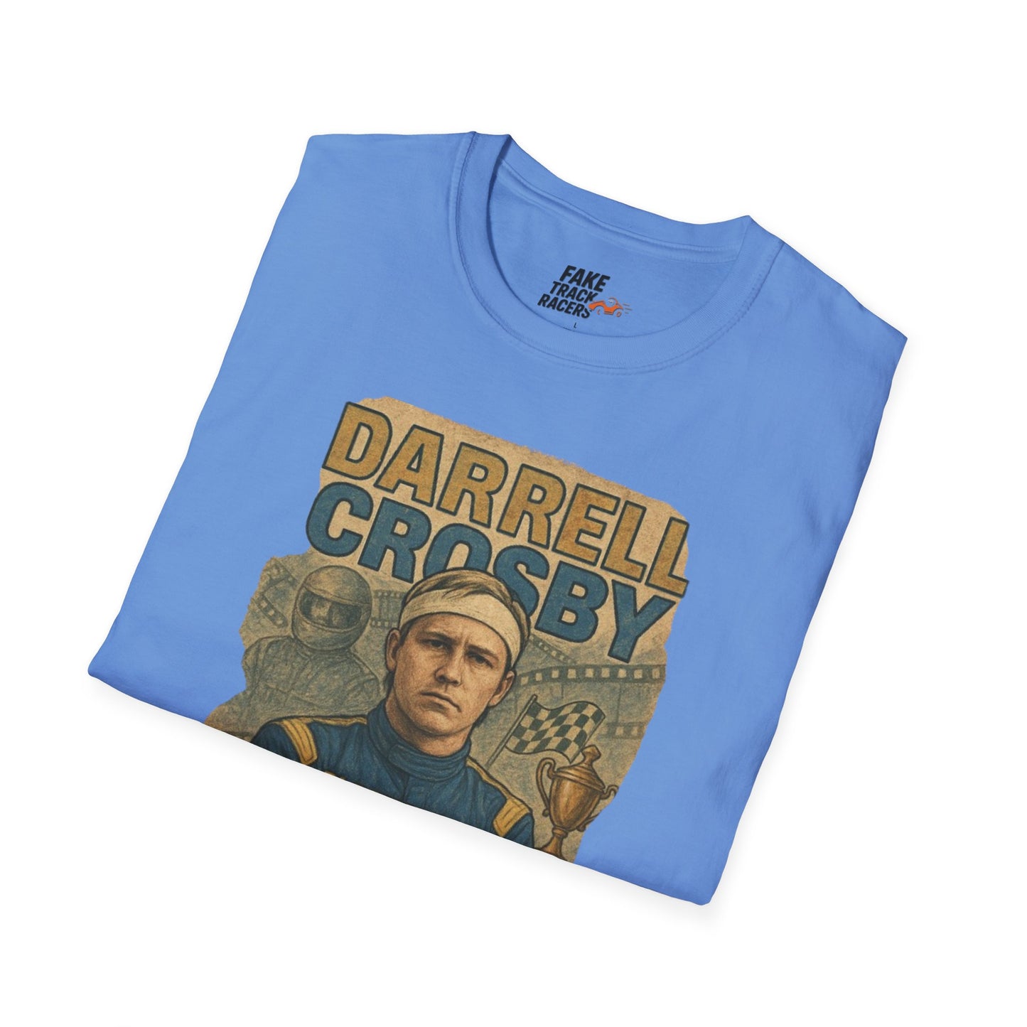 Vintage Style 90s Racing Tee Shirt DARRELL CROSBY Blockbuster Fake Track Racers