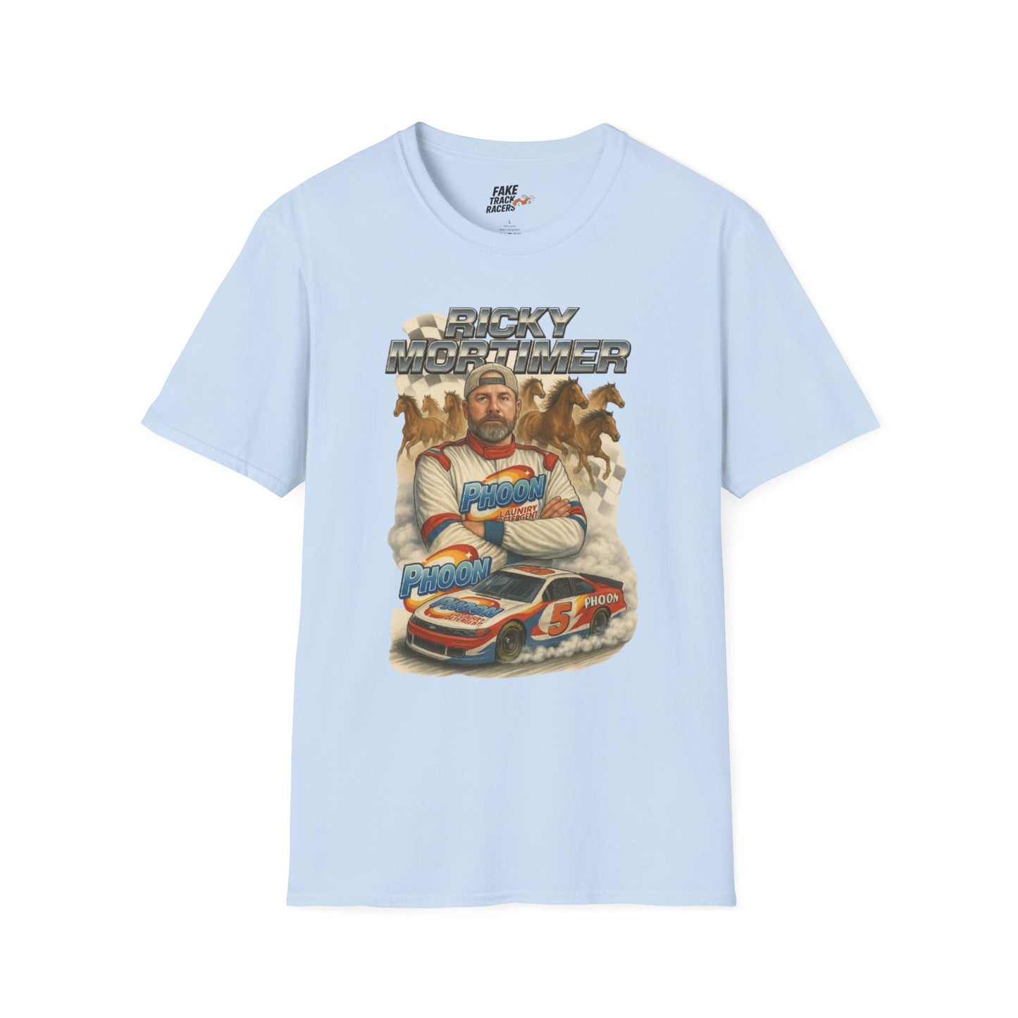 Vintage Style 90s Racing Tee Shirt RICKY MORTIMER PHOON Fake Track Racers