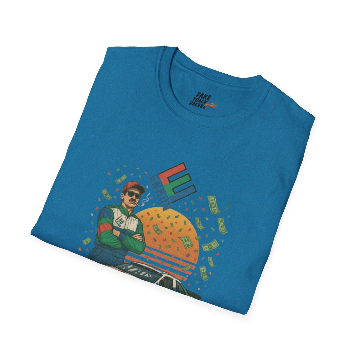 Vintage Style 90s Racing Tee Shirt BUCK BLANKENSHIP Enron Fake Track Racers