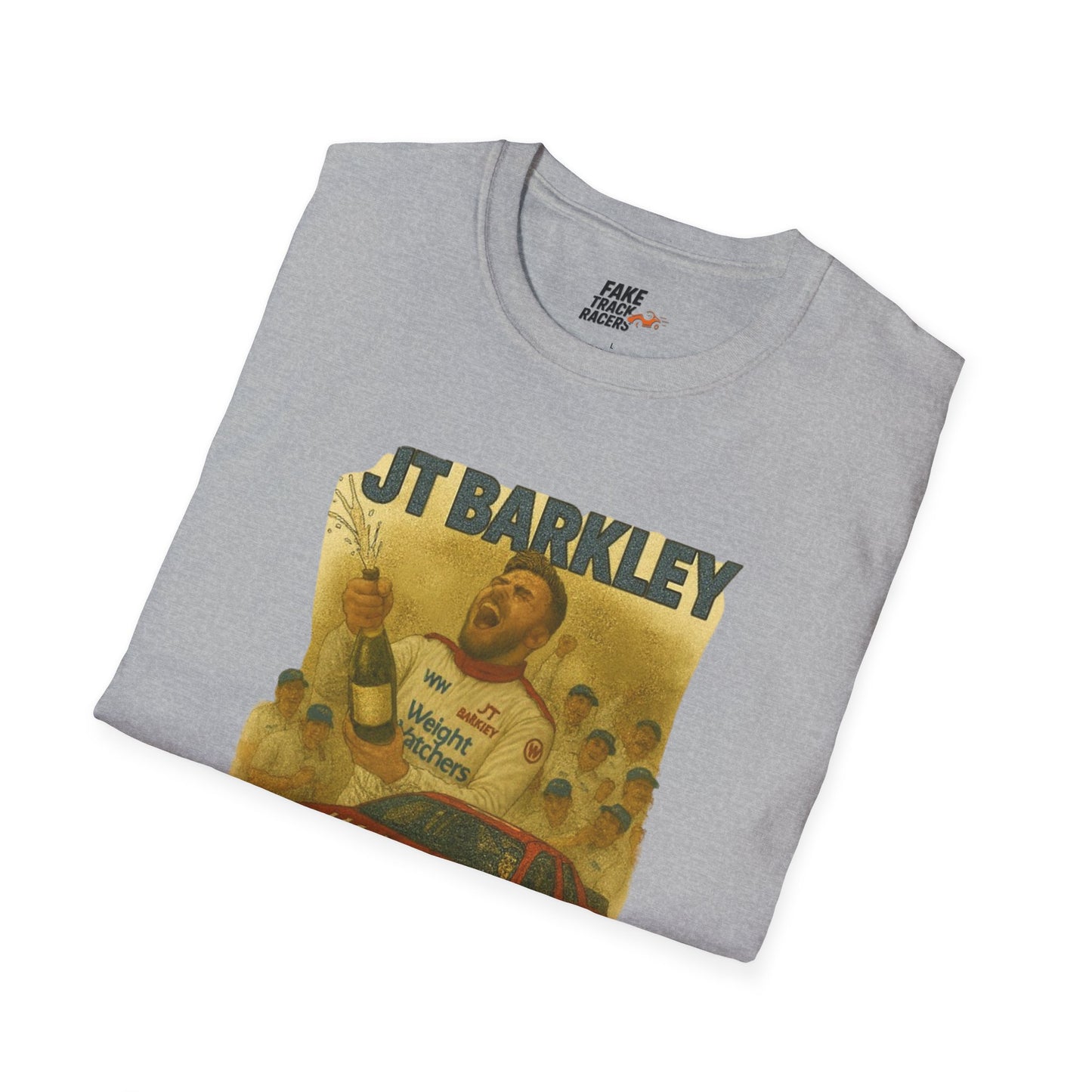Vintage Style 90s Racing Tee Shirt JT BARKLEY Champion Shirt Fake Track Racers