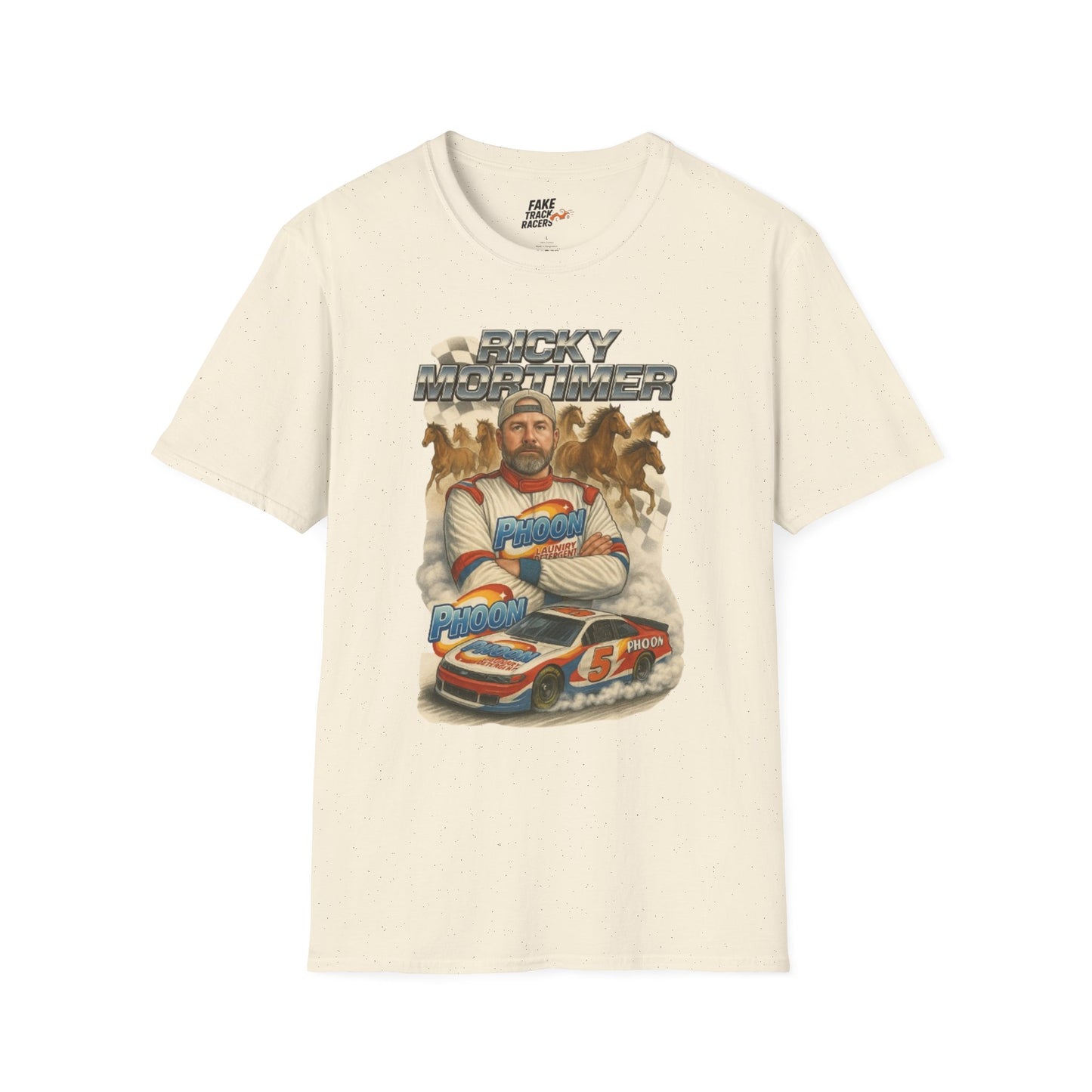 Vintage Style 90s Racing Tee Shirt RICKY MORTIMER PHOON Fake Track Racers