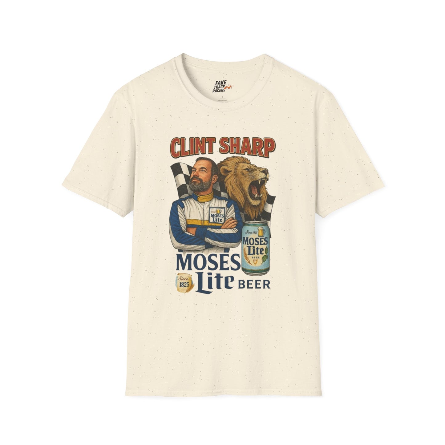 Vintage Style 90s Racing Tee Shirt CLINT SHARP MOSES LITE Fake Track Racers