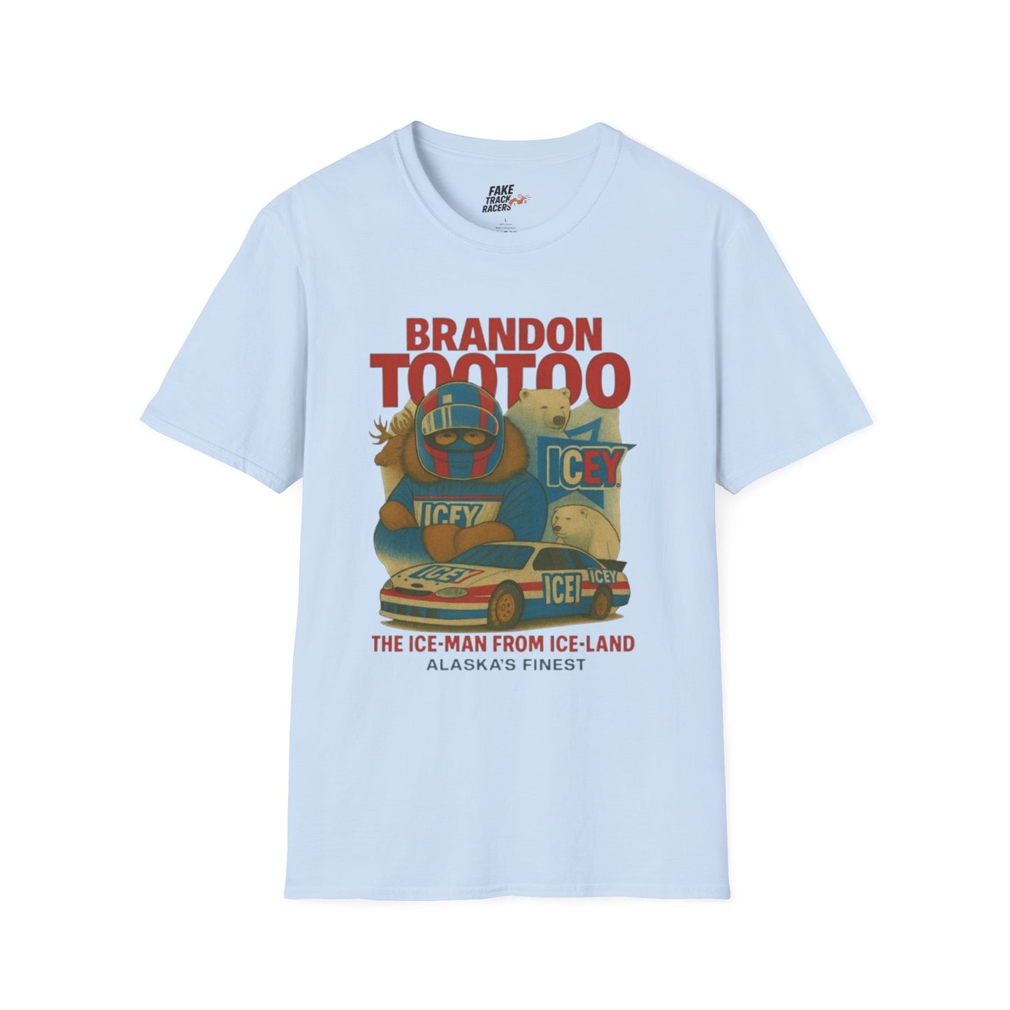 Vintage Style 90s Racing Tee Shirt BRANDON TOOTOO Alaska Fake Track Racers
