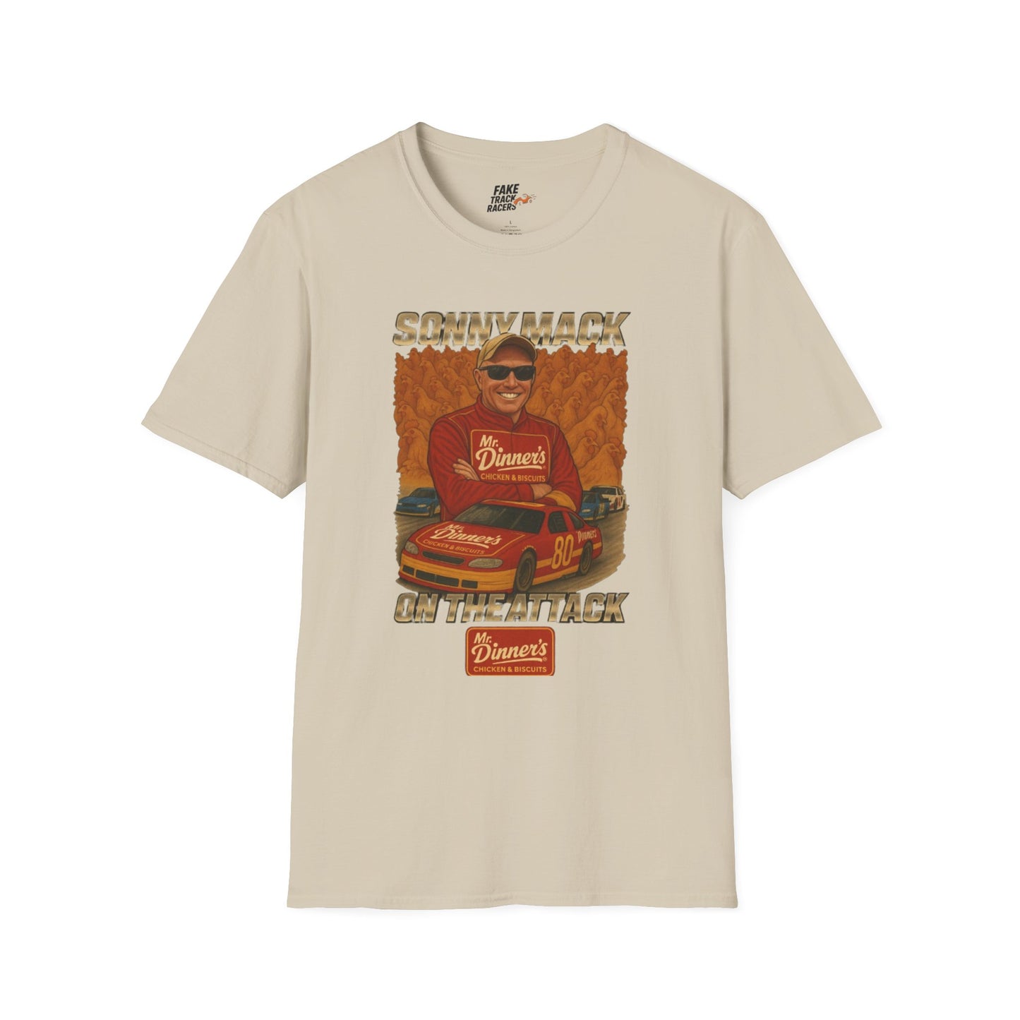 Vintage Style 90s Racing Tee Shirt SONNY MACK Mr Dinners Fake Track Racers
