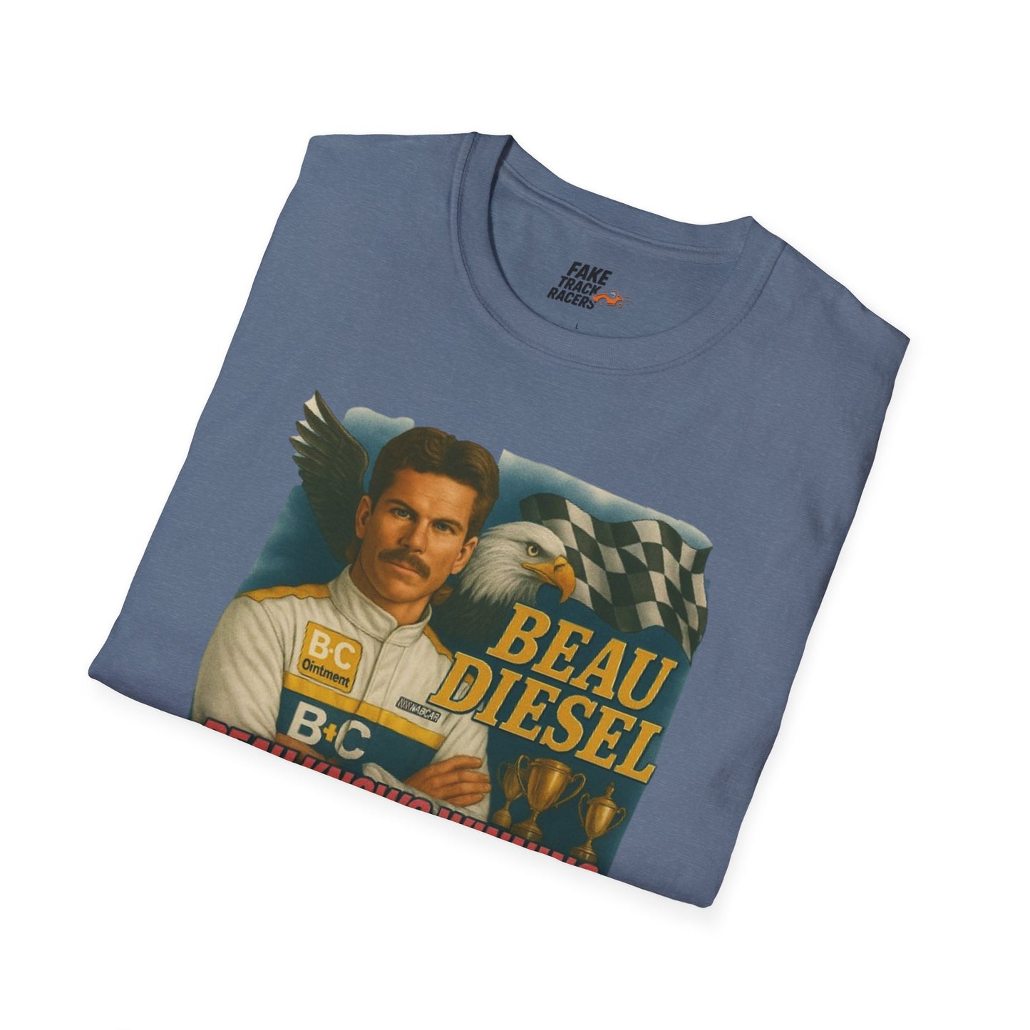 Vintage Style 90s Racing Tee Shirt BEAU DIESEL BC Fake Track Racers