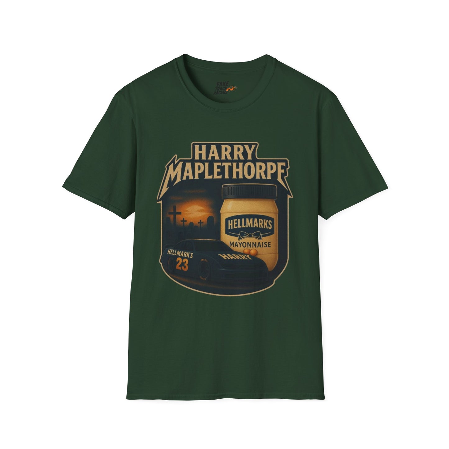 Vintage Style 90s Racing Tee Shirt HARRY MAPLETHORPE Hellmark's Fake Track Racers