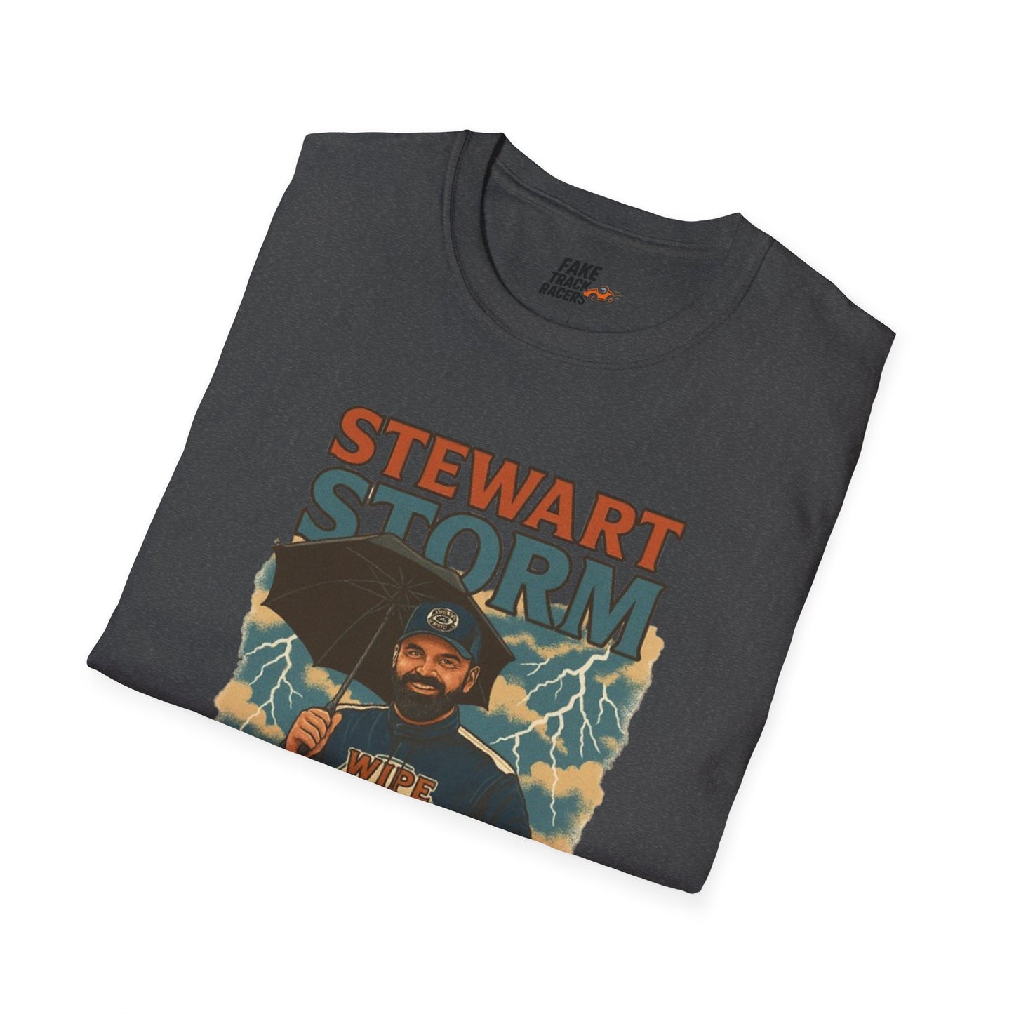 Vintage Style 90s Racing Tee Shirt STEWART STORM Wipe Boss Fake Track Racers