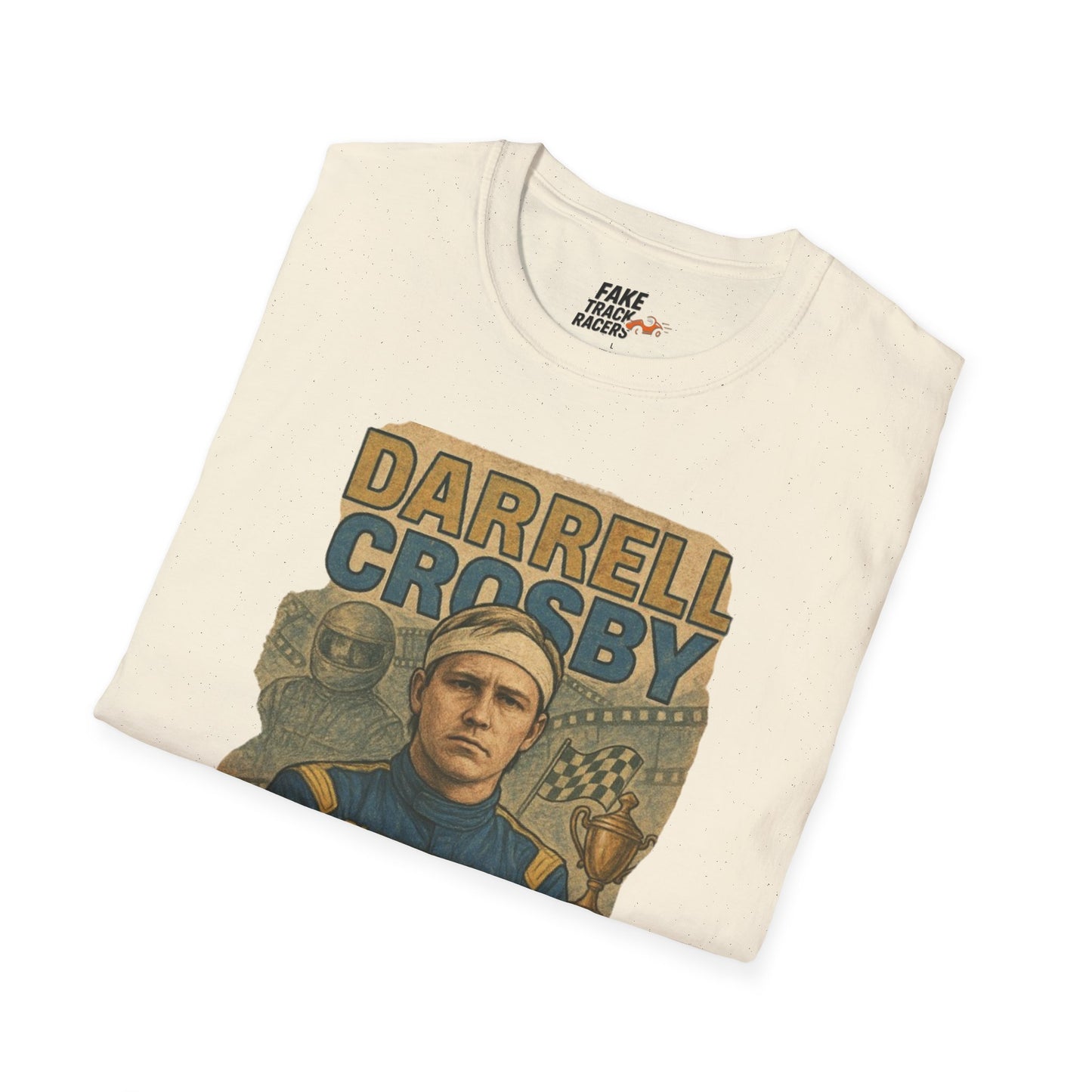 Vintage Style 90s Racing Tee Shirt DARRELL CROSBY Blockbuster Fake Track Racers