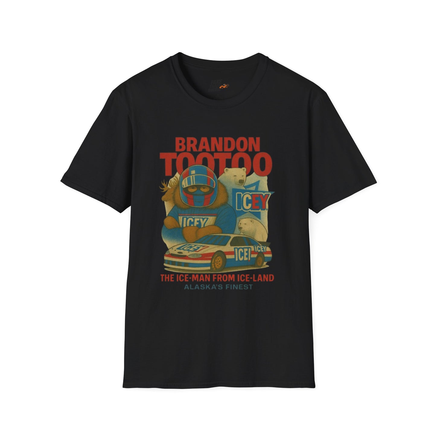 Vintage Style 90s Racing Tee Shirt BRANDON TOOTOO Alaska Fake Track Racers