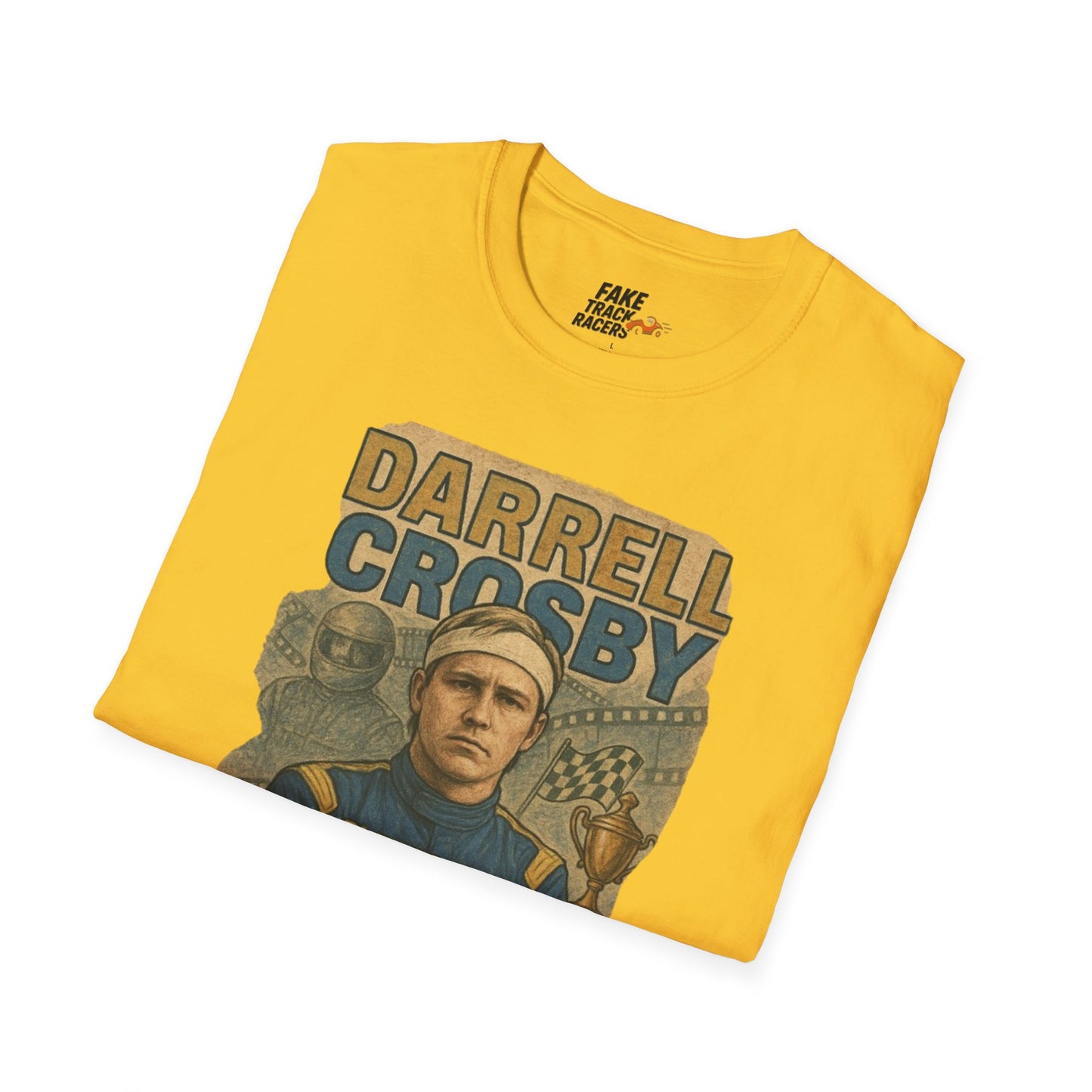 Vintage Style 90s Racing Tee Shirt DARRELL CROSBY Blockbuster Fake Track Racers