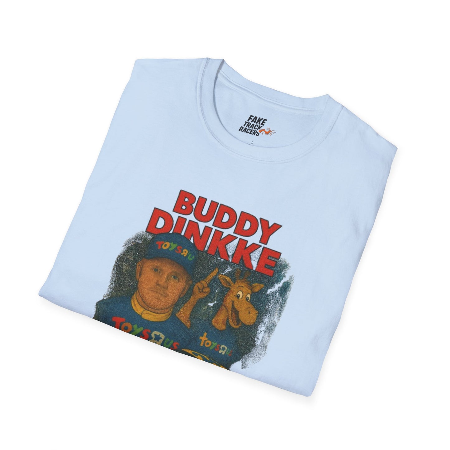 Vintage Style 90s Racing Tee Shirt BUDDY DINKKE Toys R Us Shirt Fake Track Racers