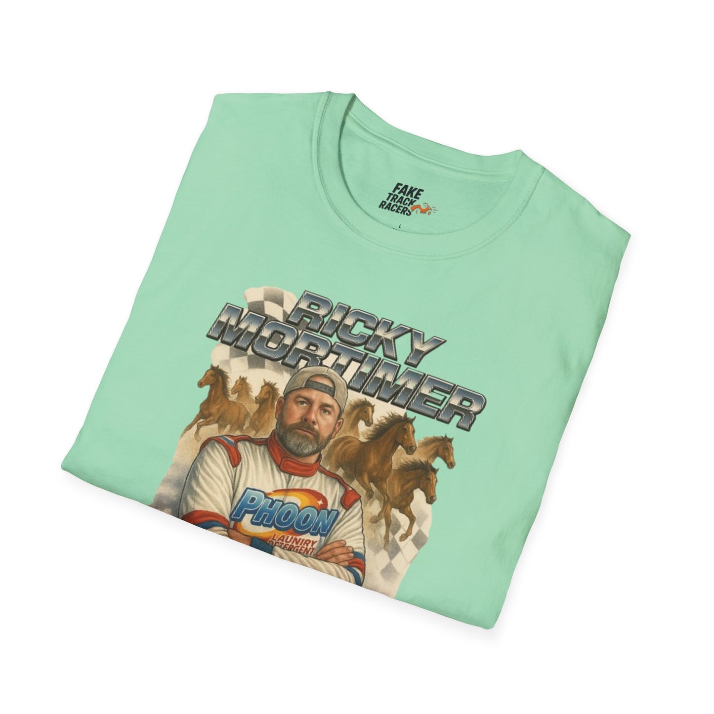 Vintage Style 90s Racing Tee Shirt RICKY MORTIMER PHOON Fake Track Racers