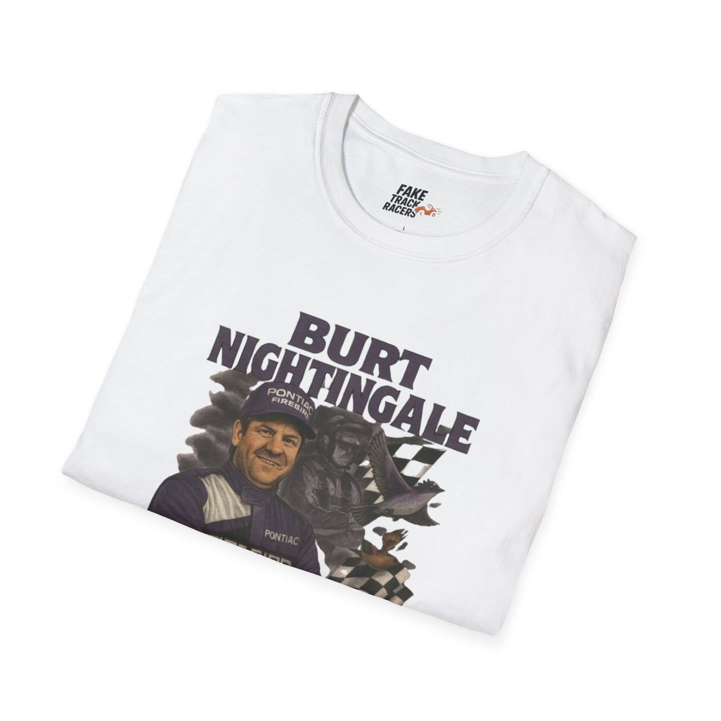 Vintage Style 90s Racing Tee Shirt BURT NIGHTINGALE Song Bird Fake Track Racers