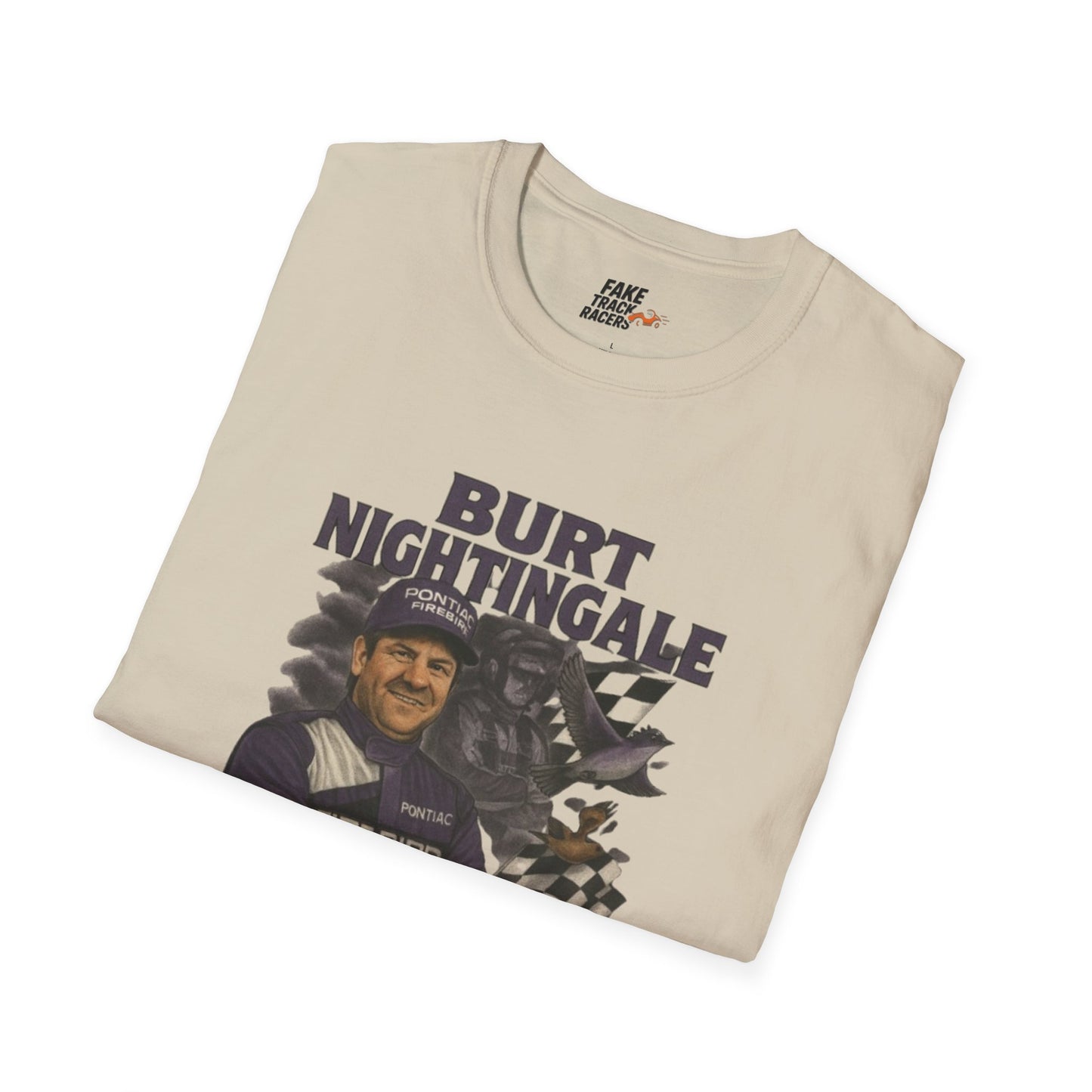 Vintage Style 90s Racing Tee Shirt BURT NIGHTINGALE Song Bird Fake Track Racers