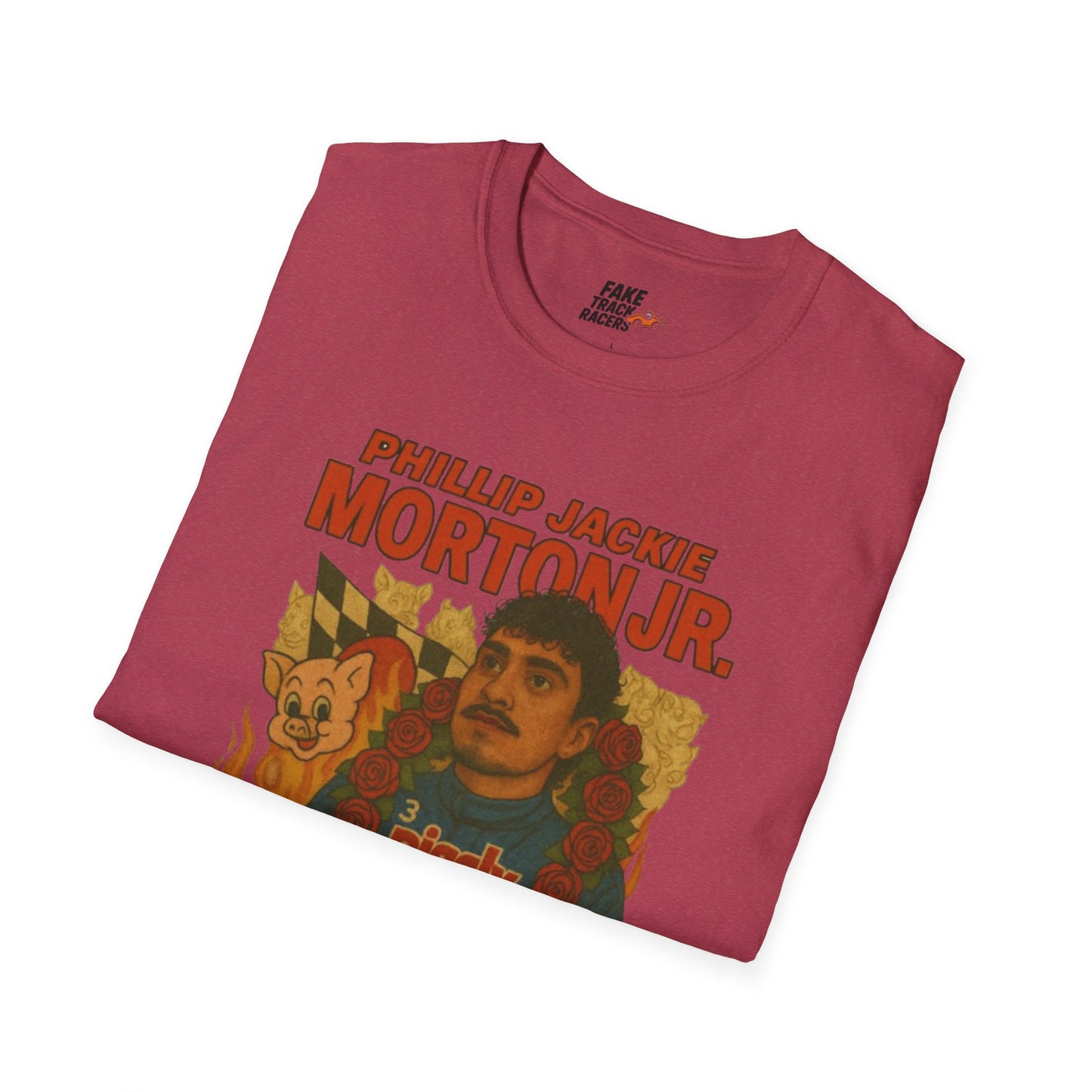 Vintage Style 90s Racing Tee Shirt PHILLIP JACKIE MORTON JR PW Fake Track Racers