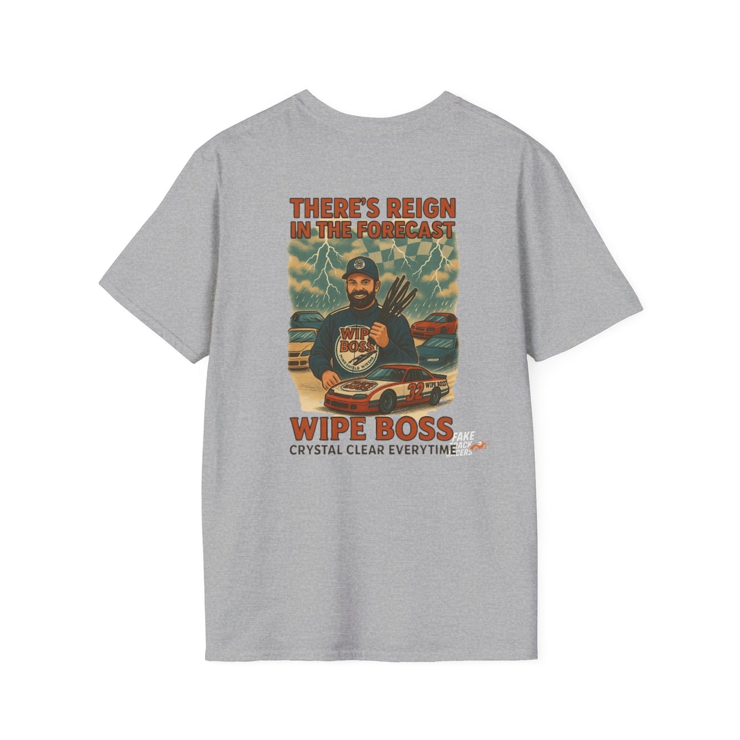Vintage Style 90s Racing Tee Shirt STEWART STORM Wipe Boss Fake Track Racers