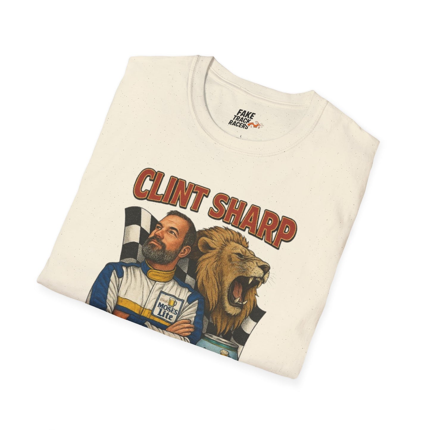 Vintage Style 90s Racing Tee Shirt CLINT SHARP MOSES LITE Fake Track Racers