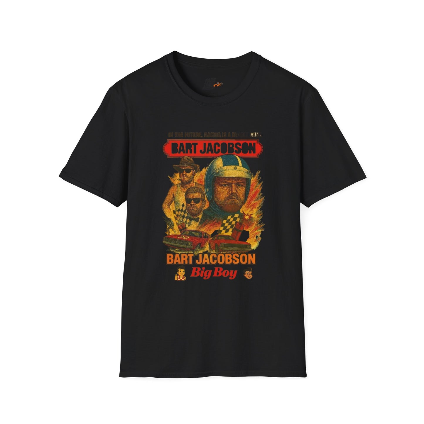 Vintage Style 90s Racing Tee Shirt BART JACOBSON Baddest Fake Track Racers