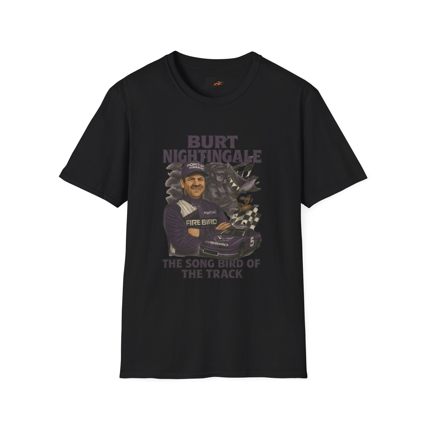 Vintage Style 90s Racing Tee Shirt BURT NIGHTINGALE Song Bird Fake Track Racers