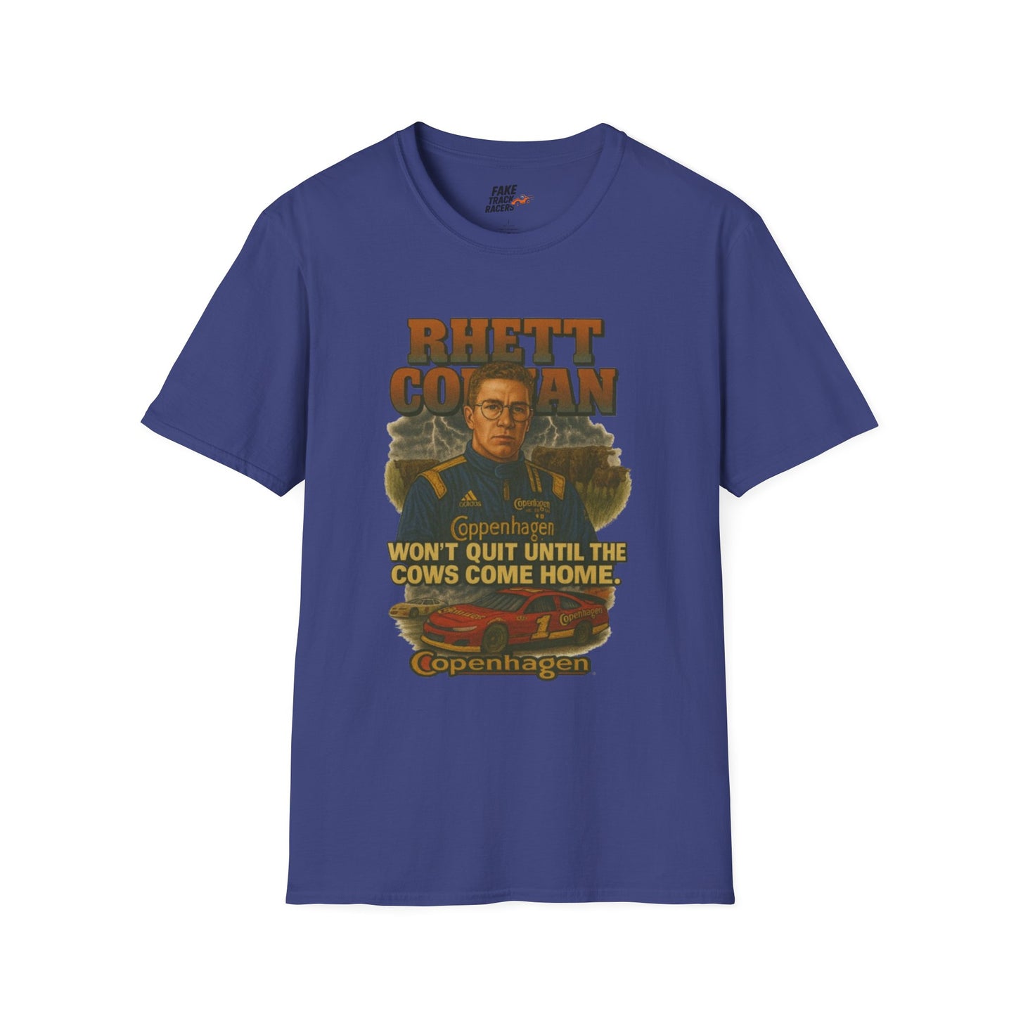 Vintage 90s Racing Tee Shirt RHETT COWAN, Fake Track Racing Shirt