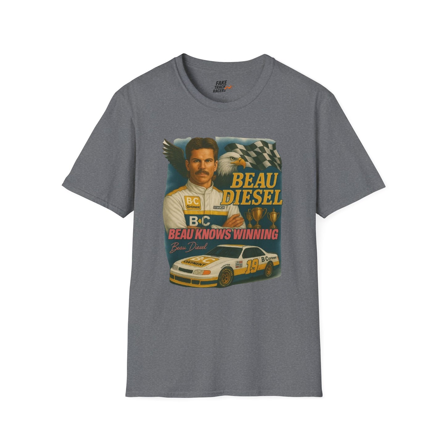 Vintage Style 90s Racing Tee Shirt BEAU DIESEL BC Fake Track Racers