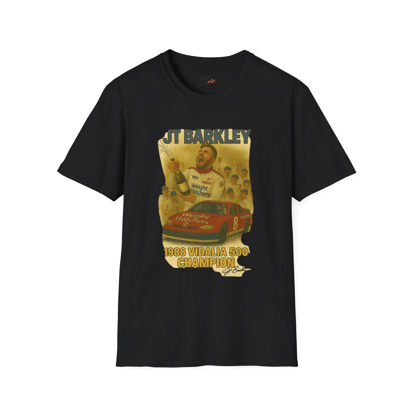 Vintage Style 90s Racing Tee Shirt JT BARKLEY Champion Shirt Fake Track Racers