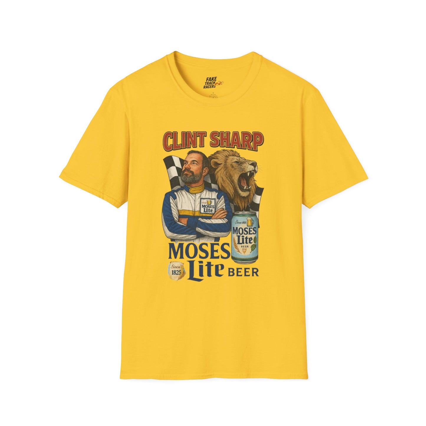Vintage Style 90s Racing Tee Shirt CLINT SHARP MOSES LITE Fake Track Racers