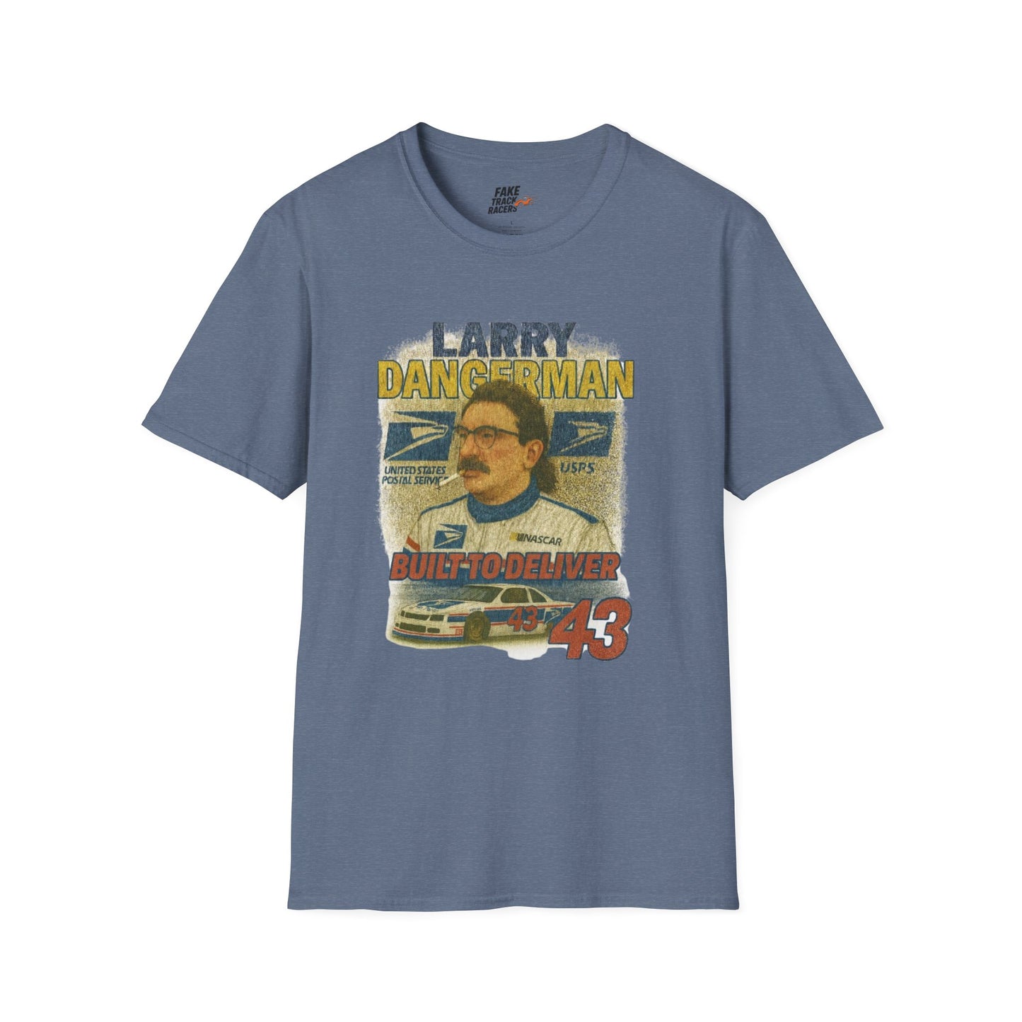 Vintage Style 90s Racing Tee Shirt LARRY DANGERMAN Deliver Shirt Fake Track Racers