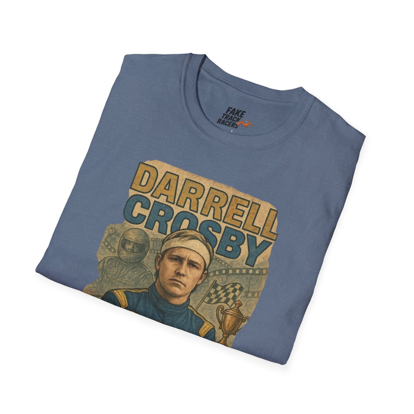 Vintage Style 90s Racing Tee Shirt DARRELL CROSBY Blockbuster Fake Track Racers