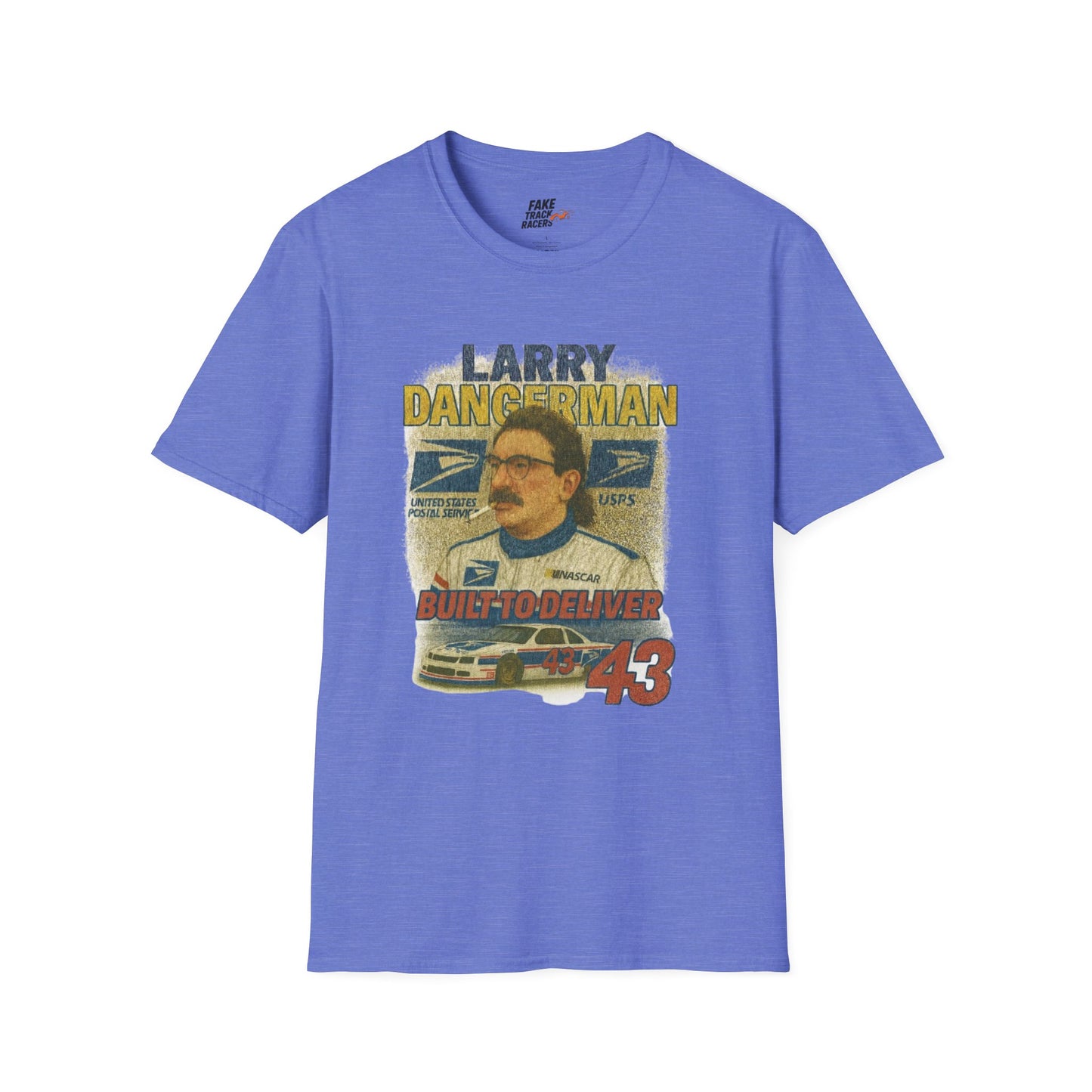 Vintage Style 90s Racing Tee Shirt LARRY DANGERMAN Deliver Shirt Fake Track Racers