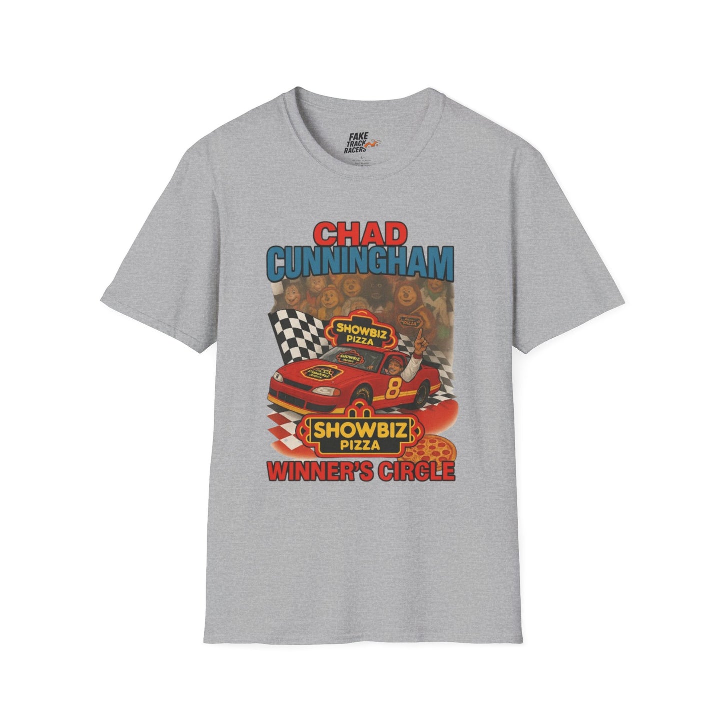 Vintage Style 90s Racing Tee Shirt CHAD CUNNINGHAM Showbiz Fake Track Racers