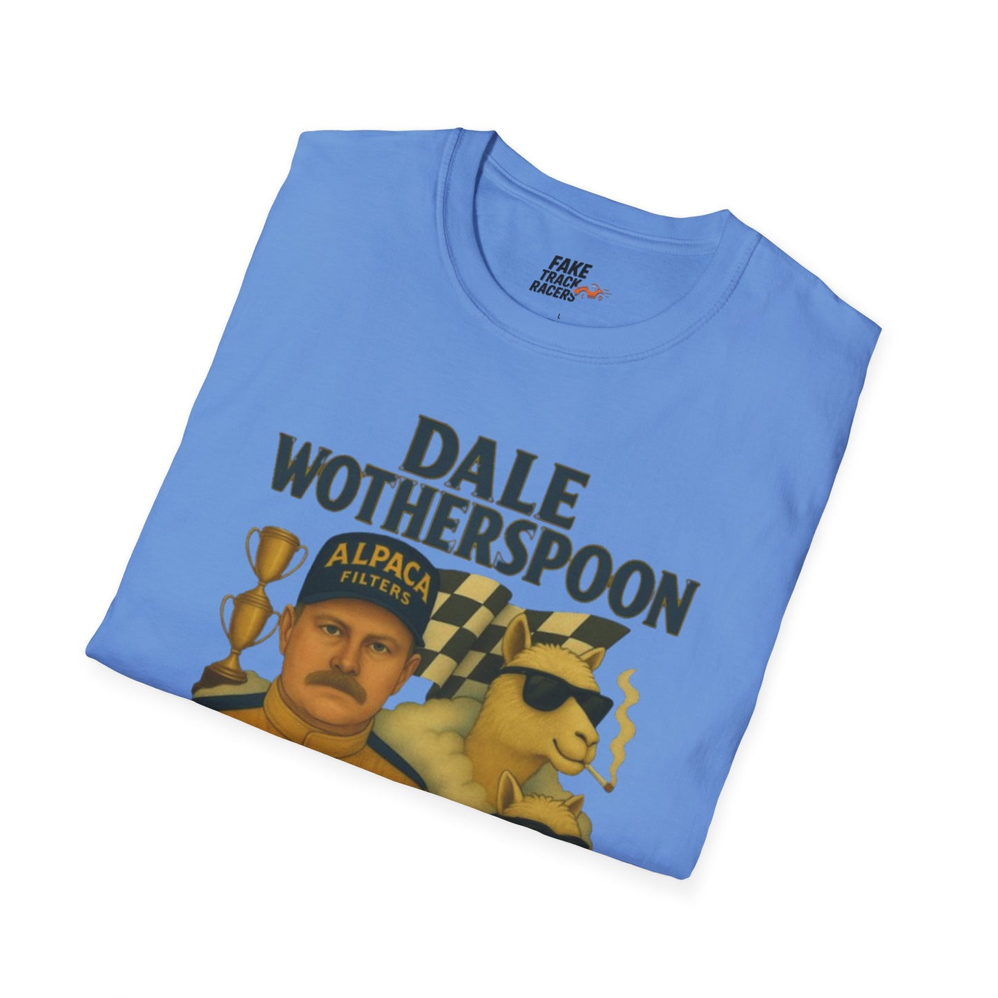 Vintage Style 90s Racing Tee Shirt DALE WOTHERSPOON Alpaca Fake Track Racers