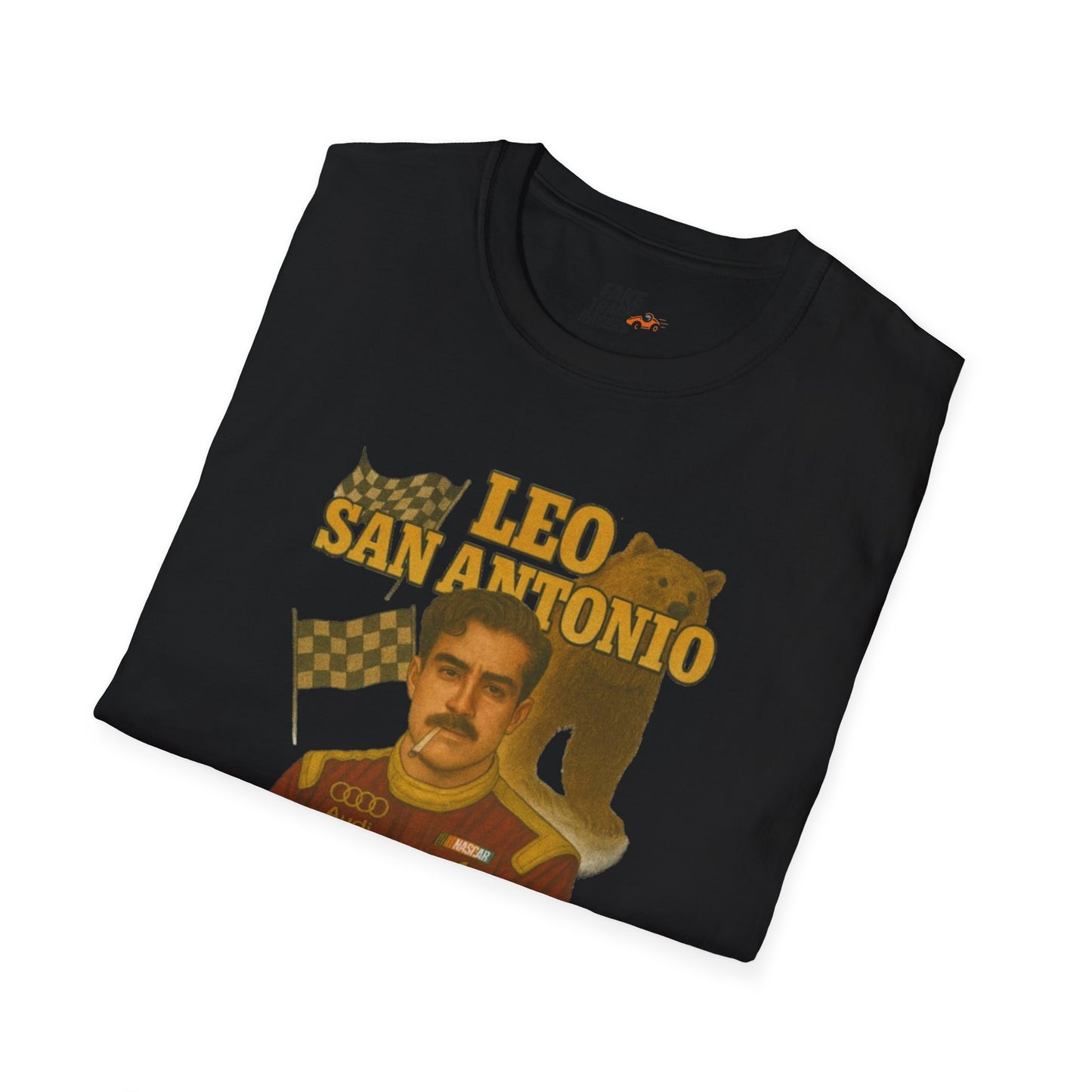 Vintage Style 90s Racing Tee Shirt LEO SAN ANTONIO Grizzly Shirt Fake Track Racers