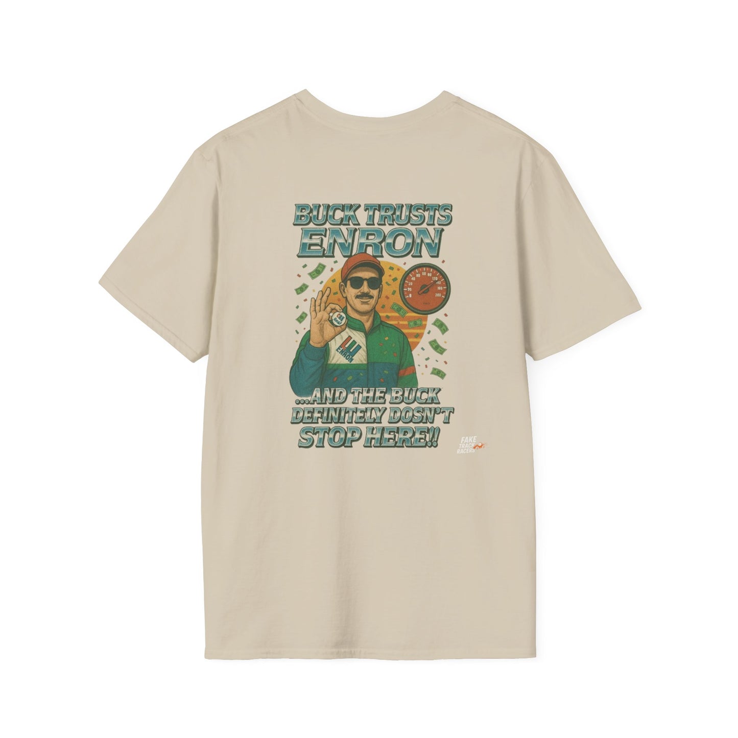 Vintage Style 90s Racing Tee Shirt BUCK BLANKENSHIP Enron Fake Track Racers