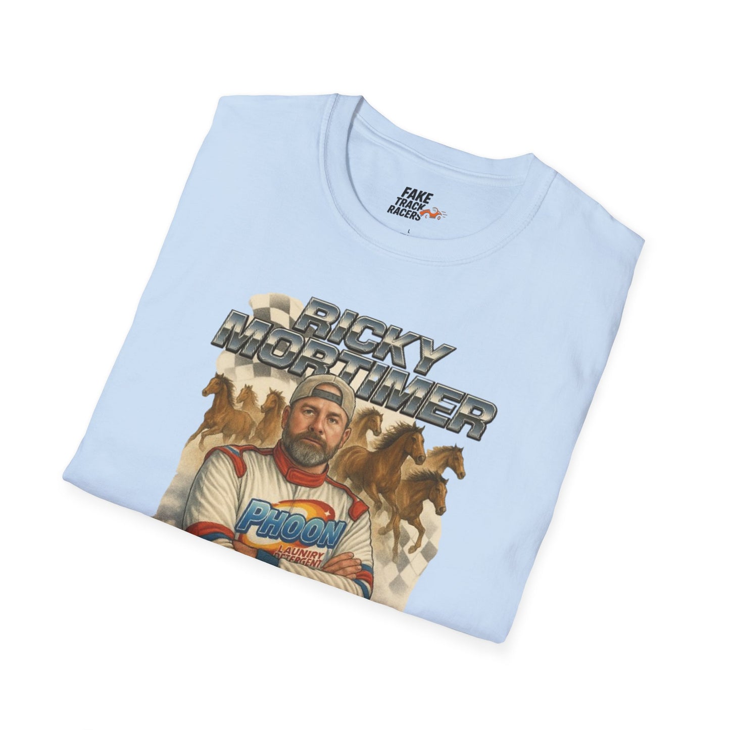 Vintage Style 90s Racing Tee Shirt RICKY MORTIMER PHOON Fake Track Racers