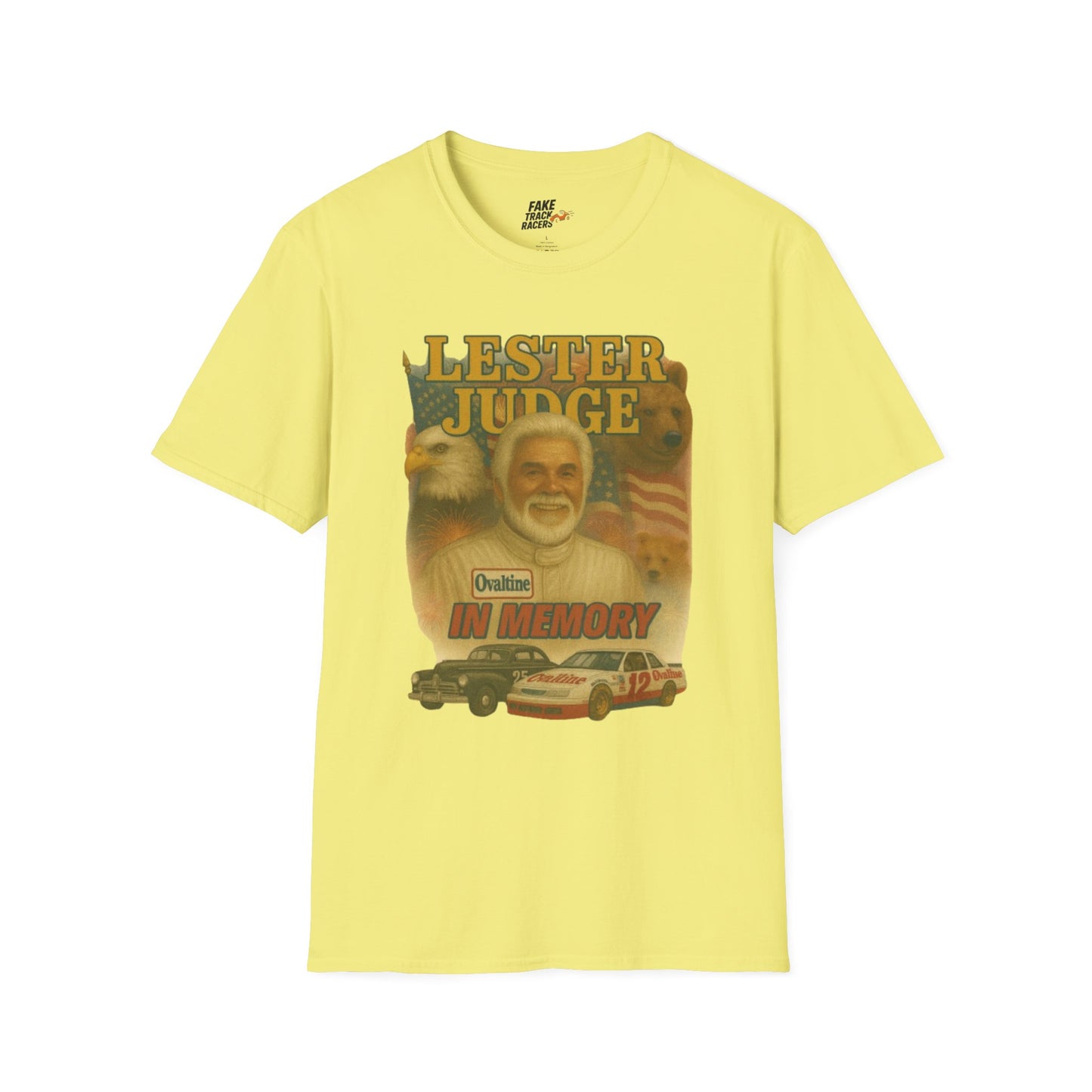 Vintage Style 90s Racing Tee Shirt LESTER JUDGE Memorial Shirt Fake Track Racers