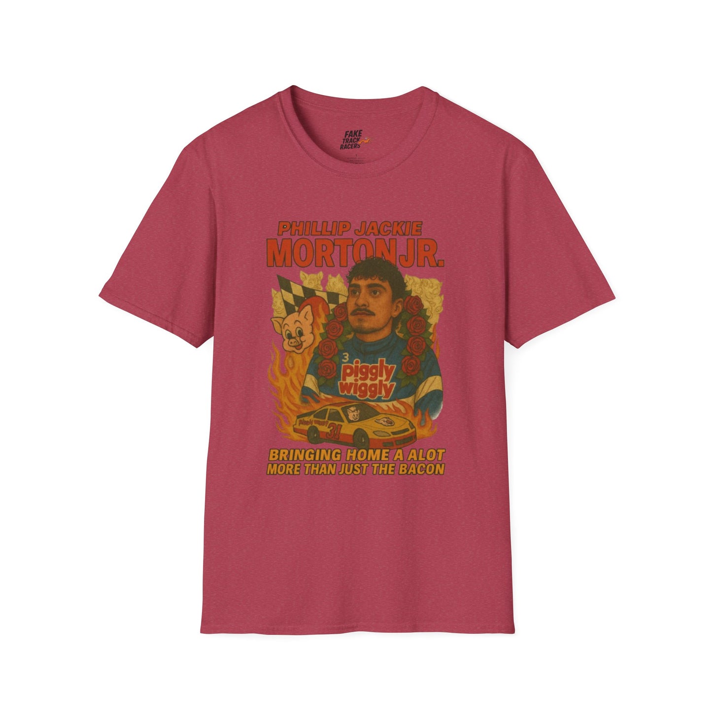 Vintage Style 90s Racing Tee Shirt PHILLIP JACKIE MORTON JR PW Fake Track Racers