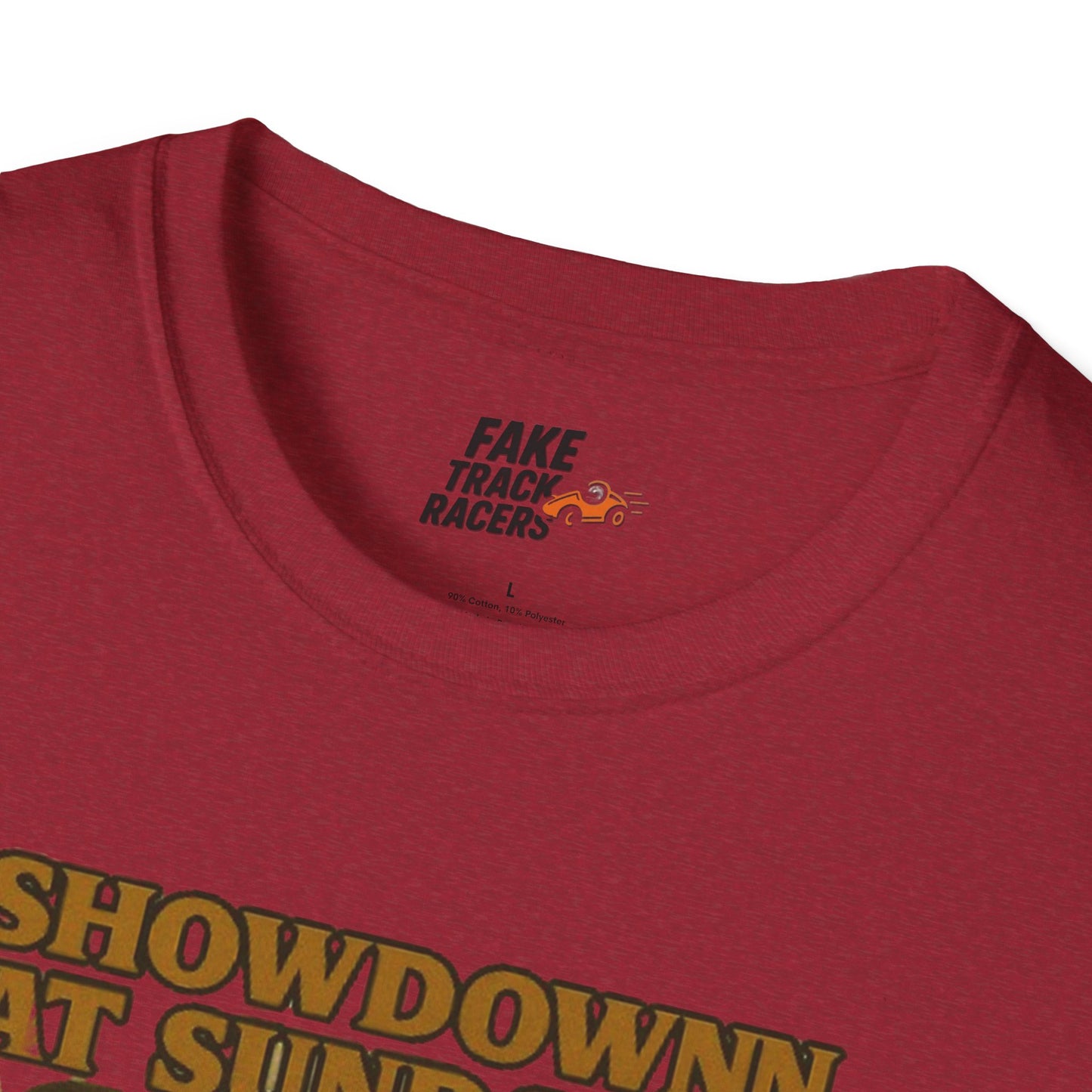 Vintage Style 90s Racing Tee Shirt SHOWDOWN AT SUNDOWN Fake Track Racers