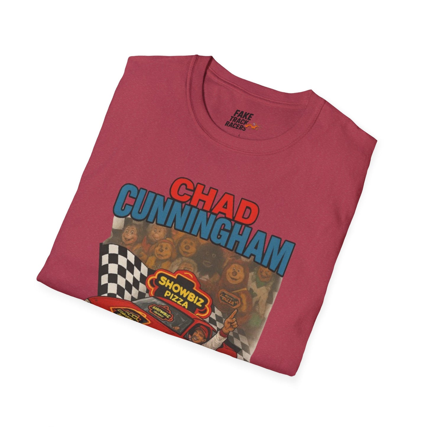 Vintage Style 90s Racing Tee Shirt CHAD CUNNINGHAM Showbiz Fake Track Racers