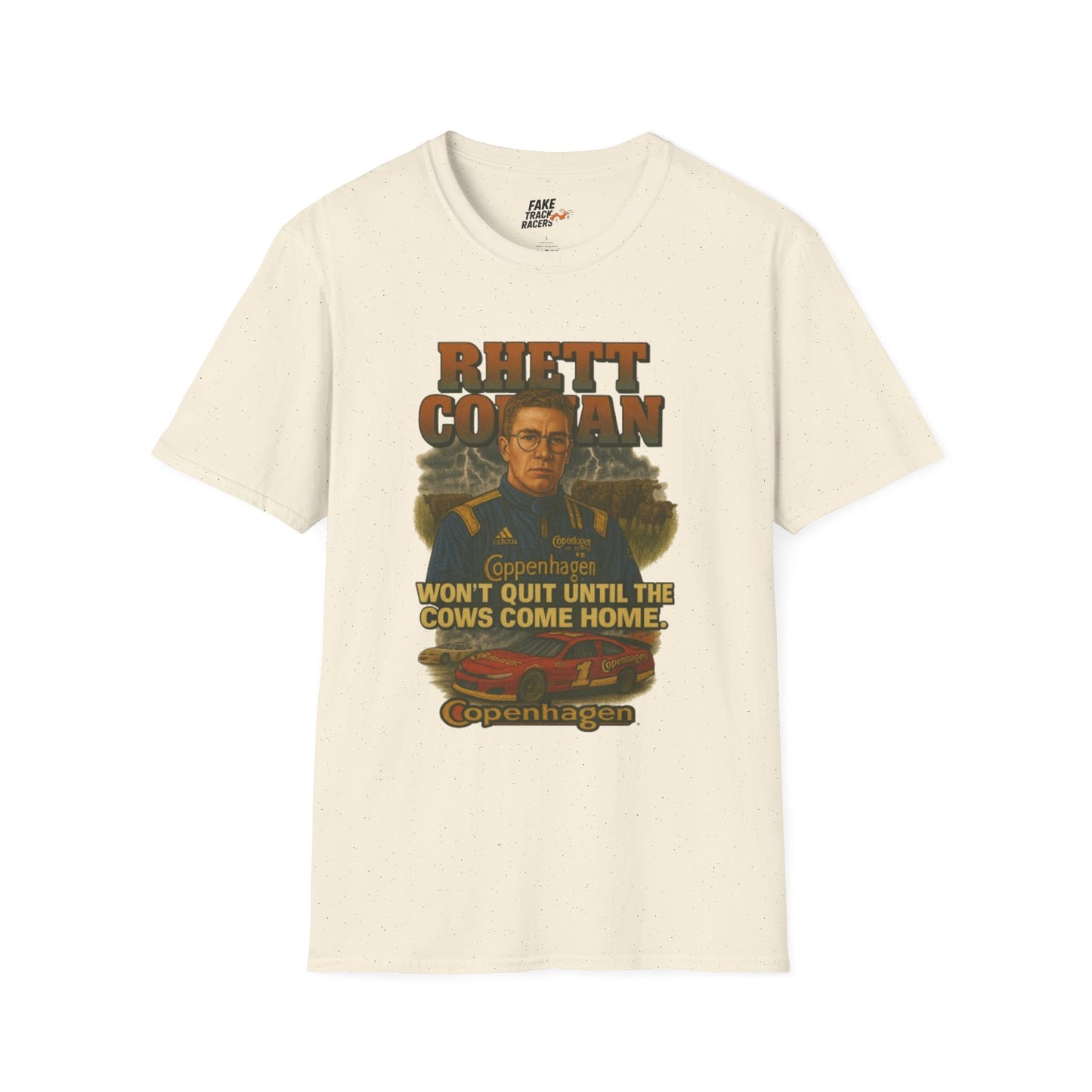 Vintage 90s Racing Tee Shirt RHETT COWAN, Fake Track Racing Shirt