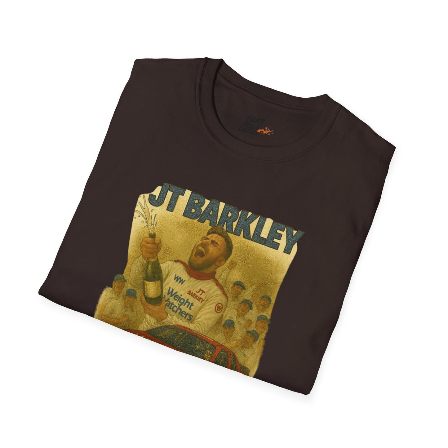 Vintage Style 90s Racing Tee Shirt JT BARKLEY Champion Shirt Fake Track Racers