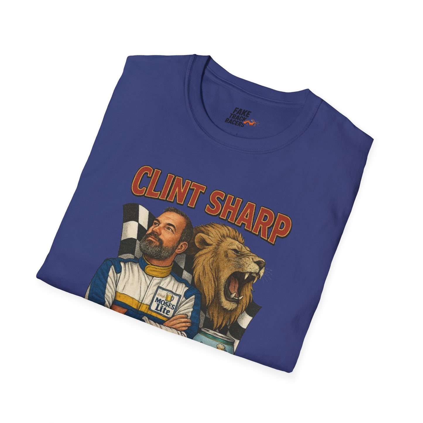 Vintage Style 90s Racing Tee Shirt CLINT SHARP MOSES LITE Fake Track Racers