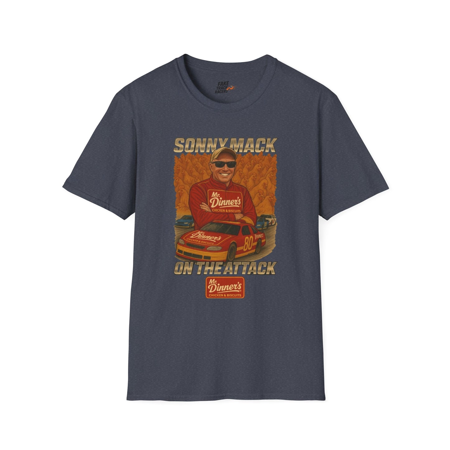 Vintage Style 90s Racing Tee Shirt SONNY MACK Mr Dinners Fake Track Racers