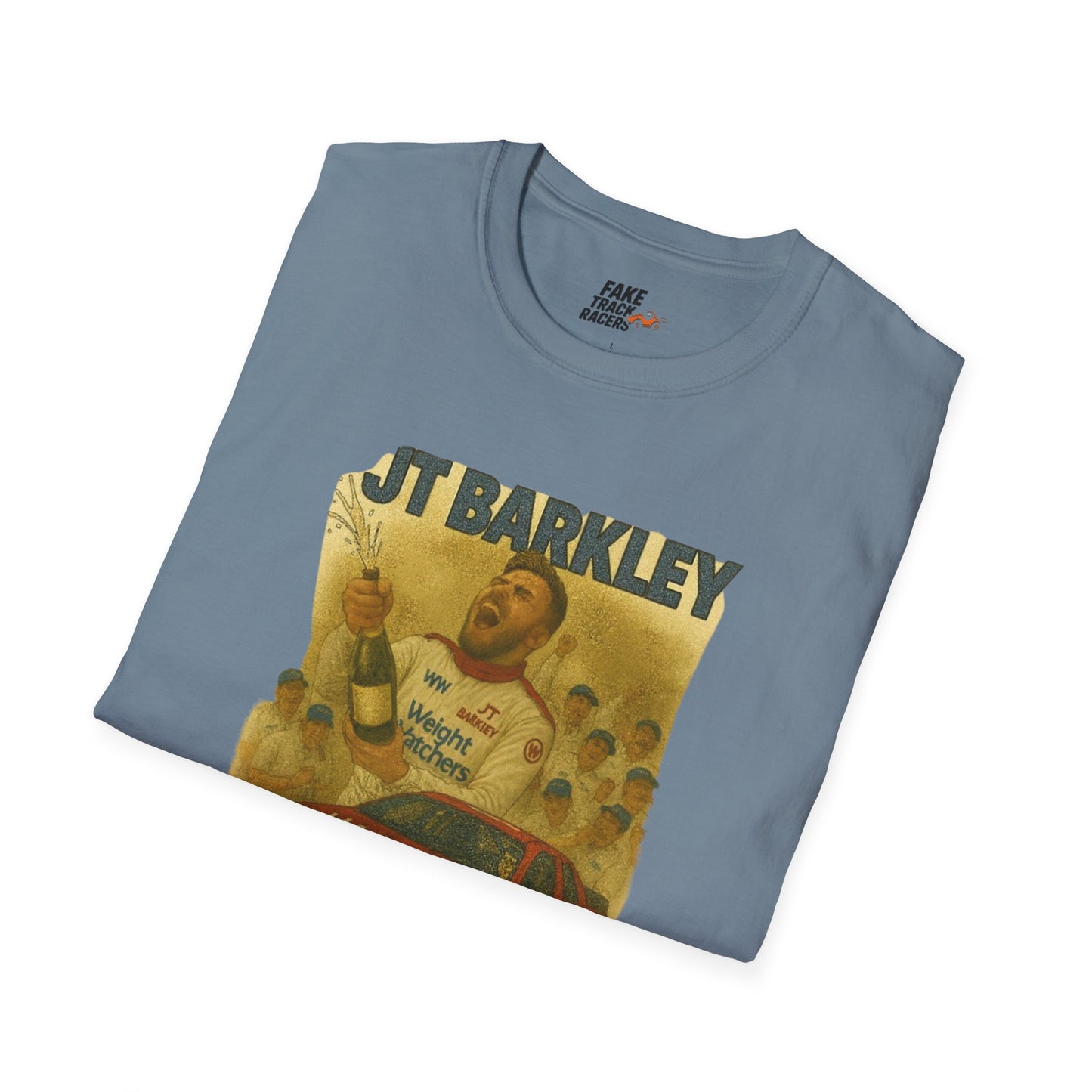 Vintage Style 90s Racing Tee Shirt JT BARKLEY Champion Shirt Fake Track Racers
