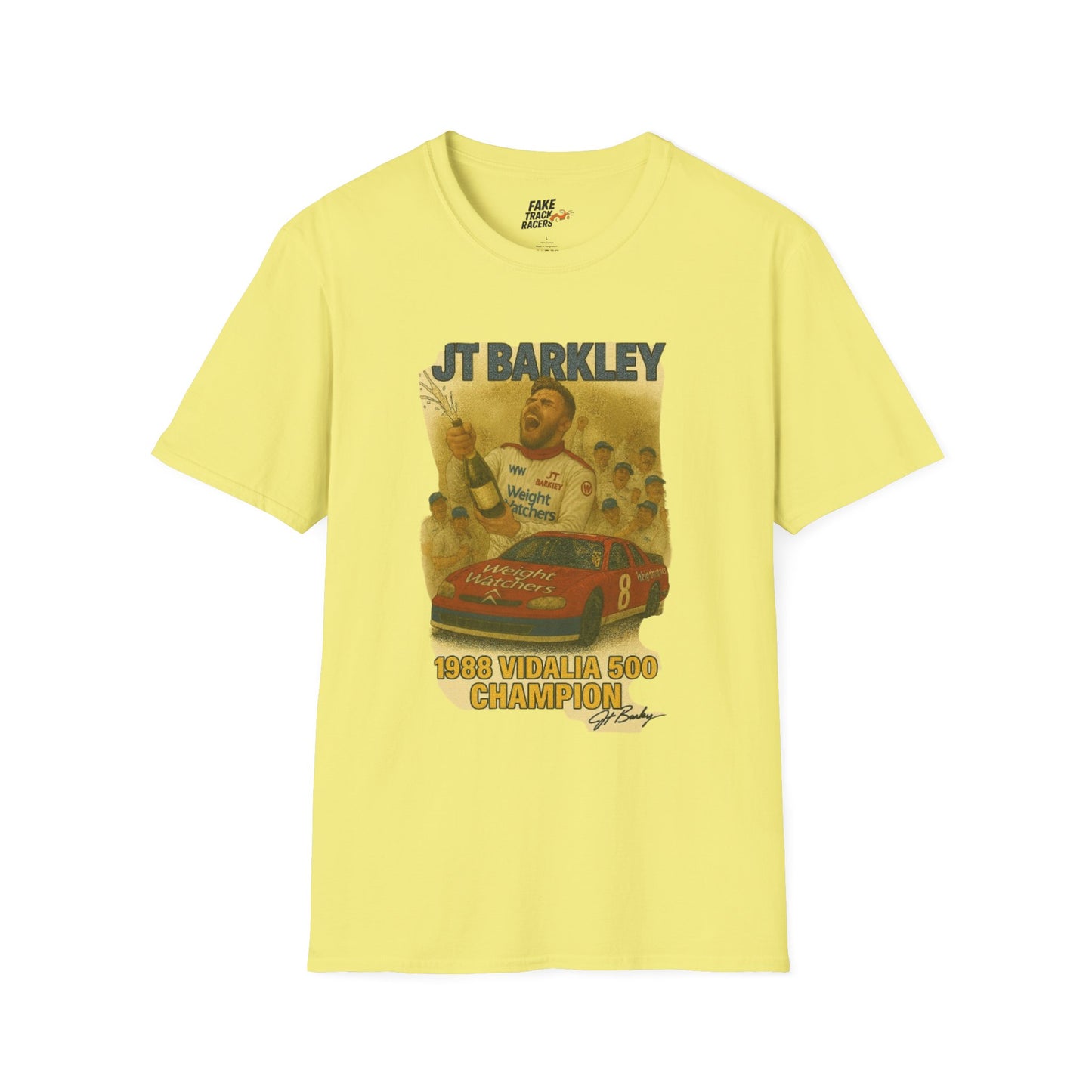 Vintage Style 90s Racing Tee Shirt JT BARKLEY Champion Shirt Fake Track Racers