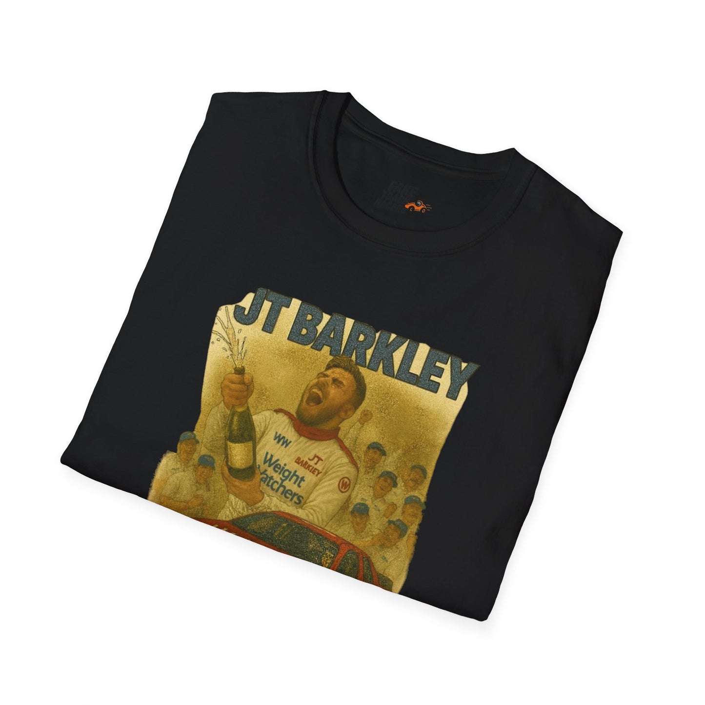 Vintage Style 90s Racing Tee Shirt JT BARKLEY Champion Shirt Fake Track Racers