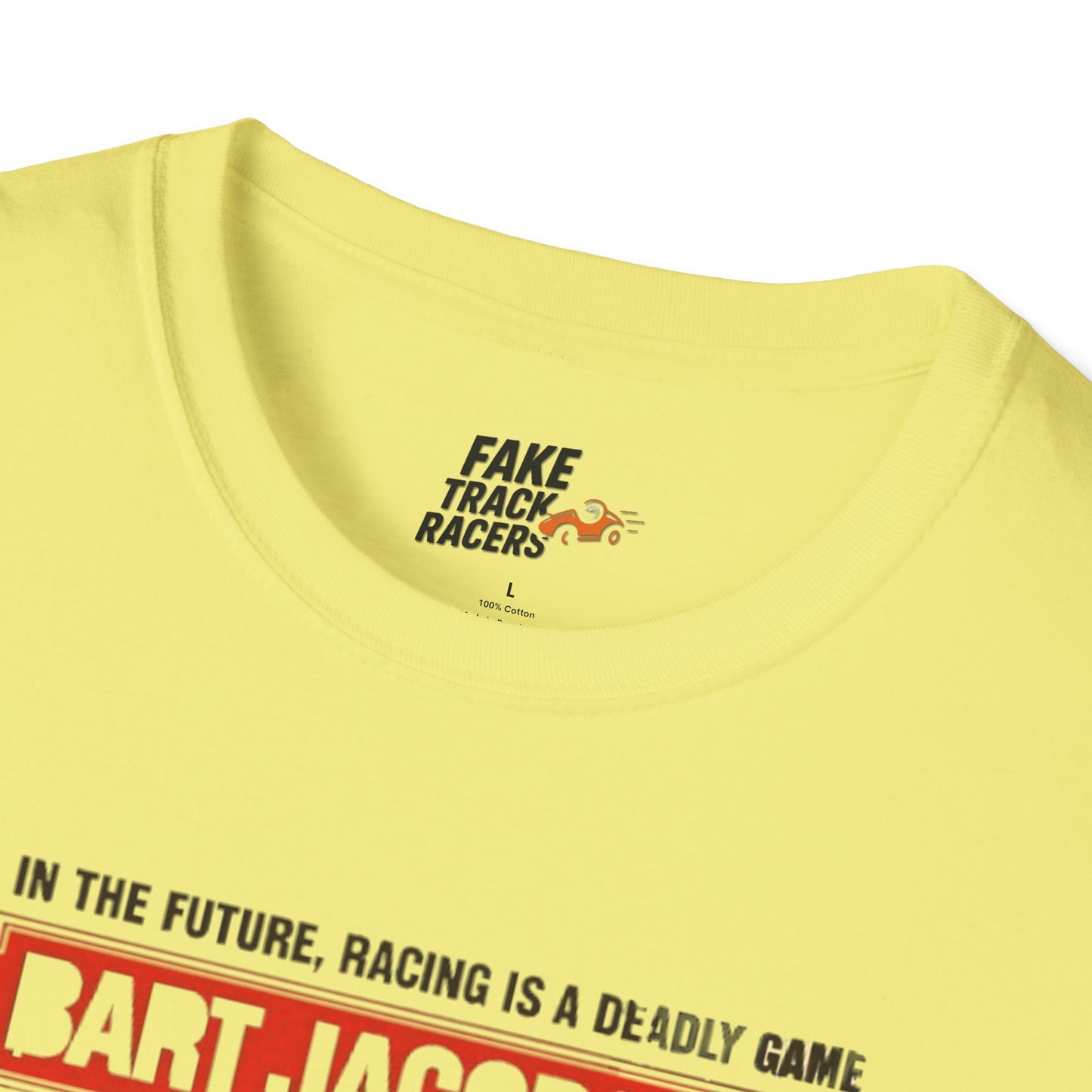 Vintage Style 90s Racing Tee Shirt BART JACOBSON Baddest Fake Track Racers