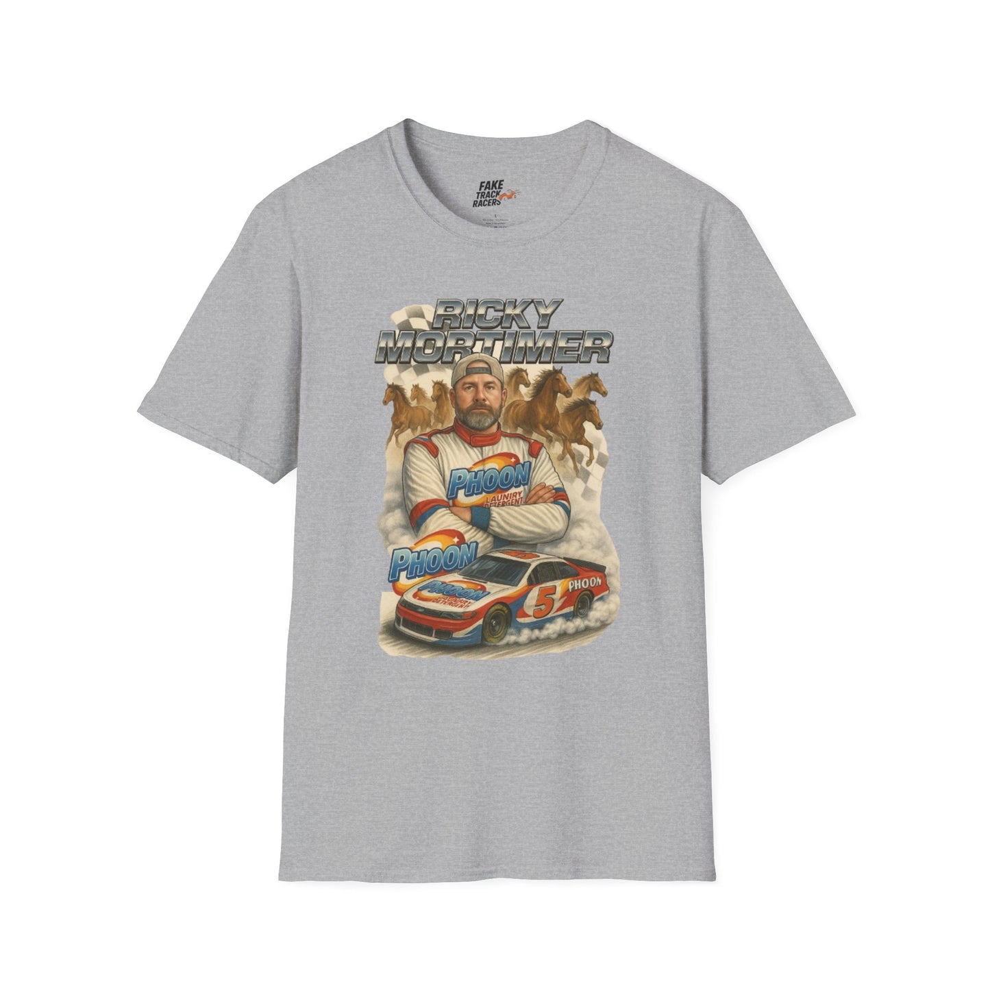 Vintage Style 90s Racing Tee Shirt RICKY MORTIMER PHOON Fake Track Racers